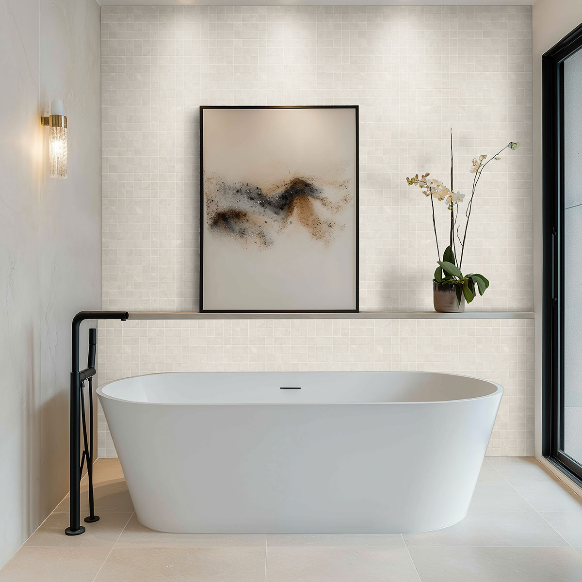Alabaster backsplash in a bathroom — view 3