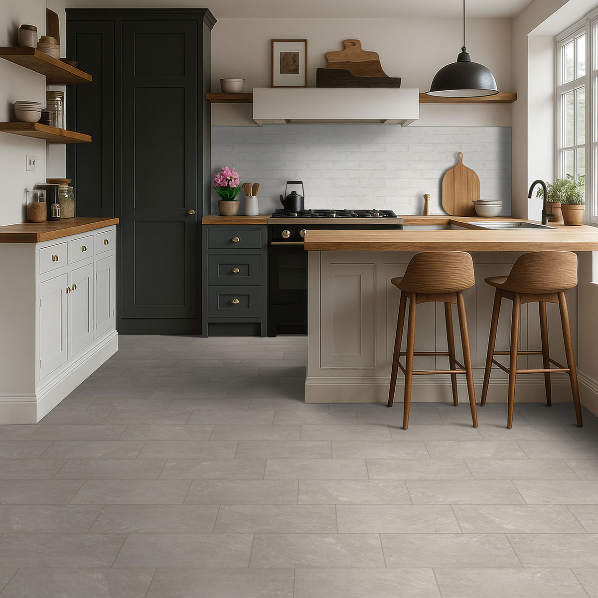 Ash backsplash in a kitchen