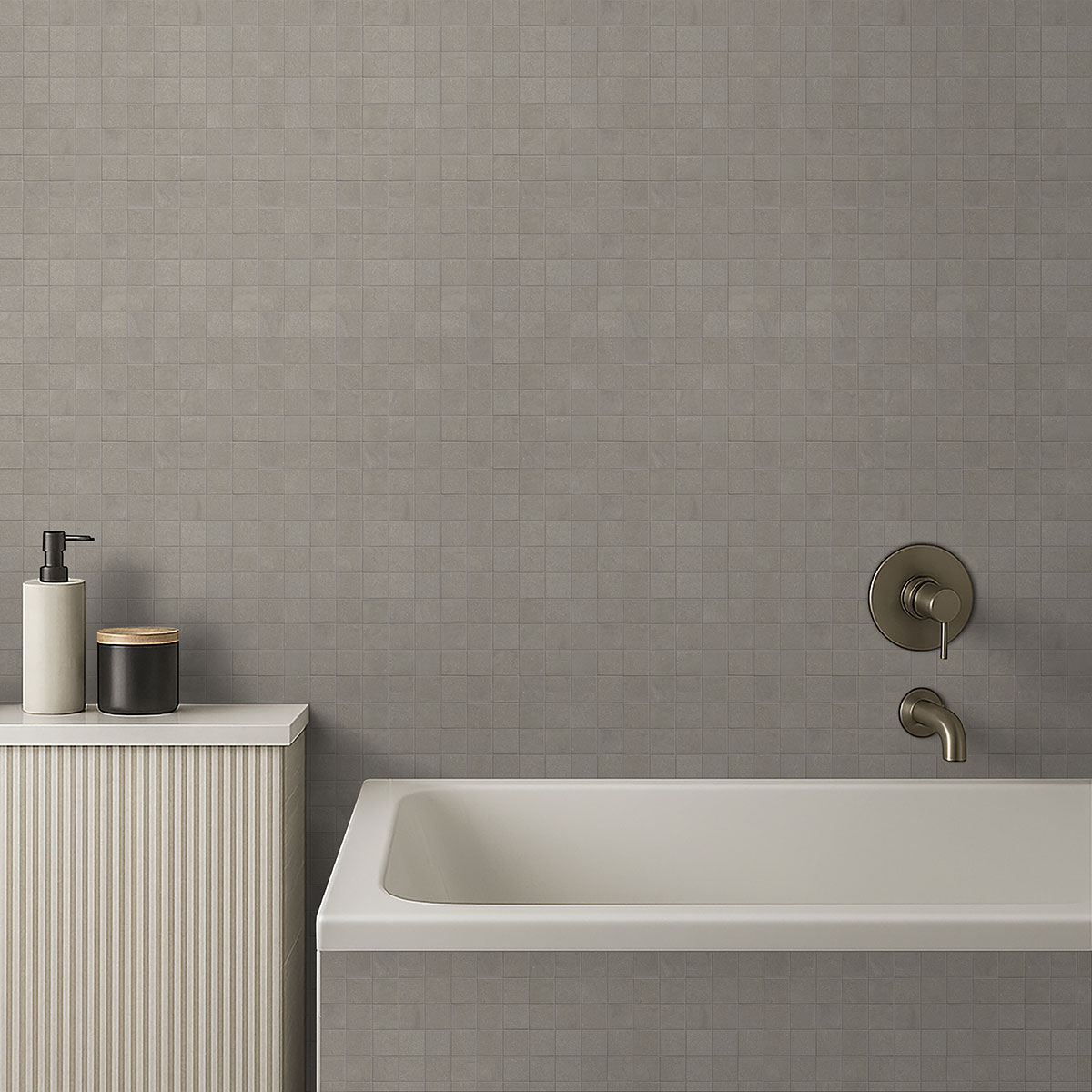 Ash backsplash in a bathroom — view 2