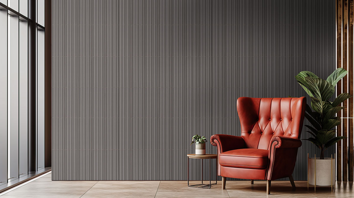 Charcoal backsplash in a living room