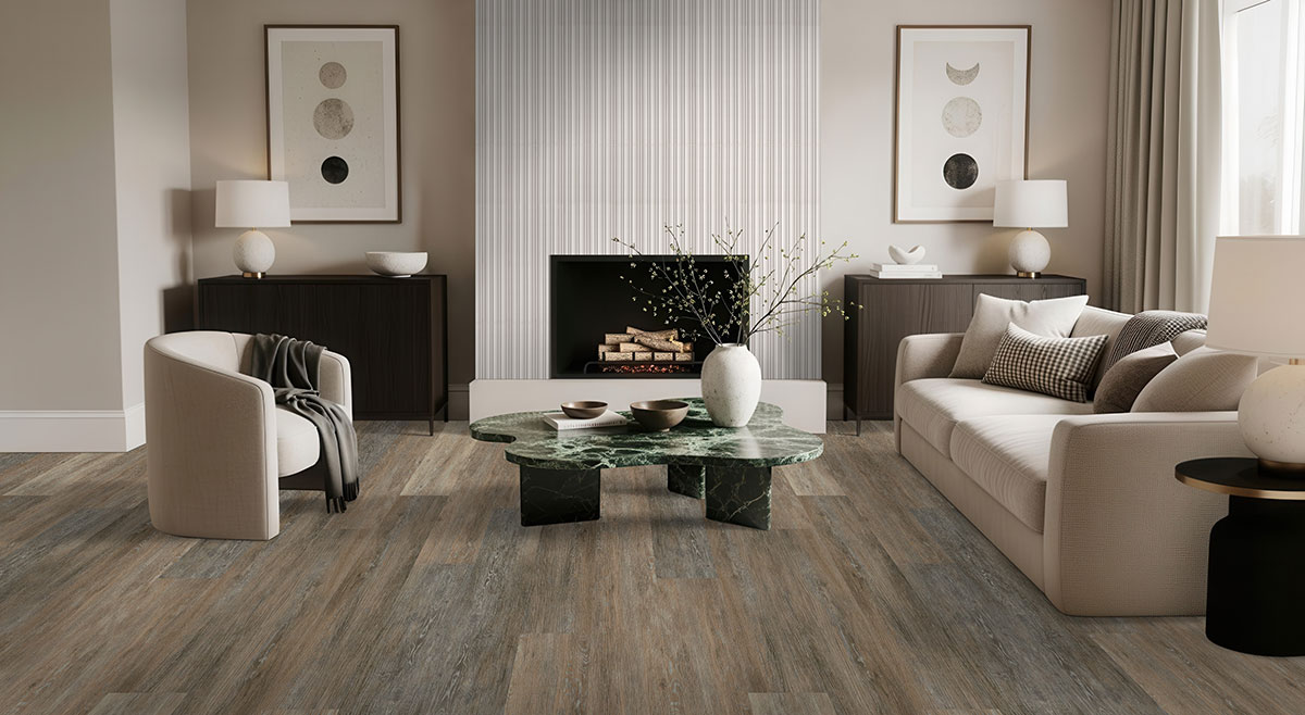 Pearl backsplash in a living room