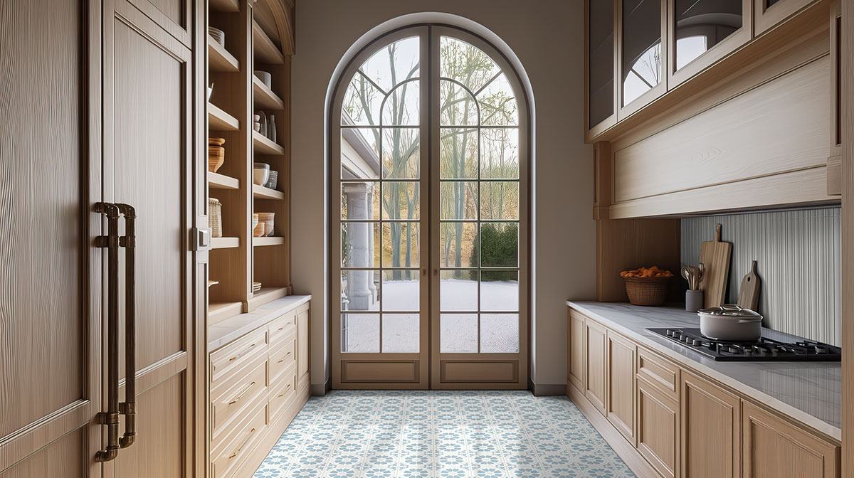 Silver backsplash in a kitchen — view 2