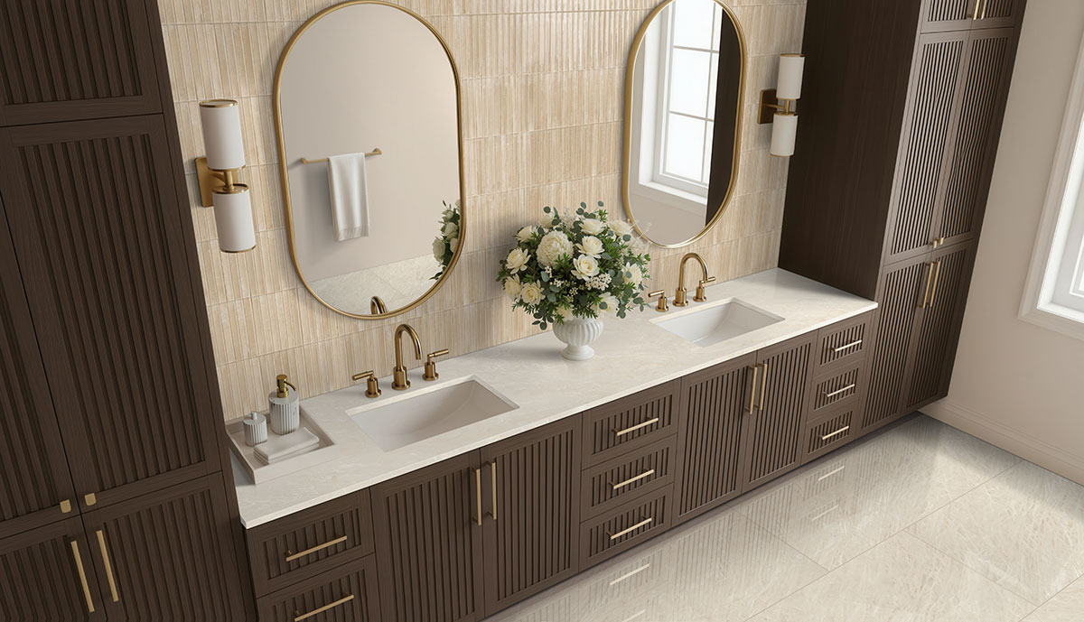 Cappuccino backsplash in a bathroom