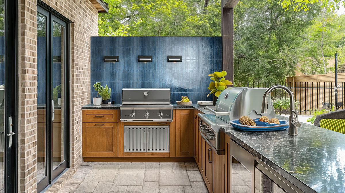 cobalto backsplash in a outdoor hardscape