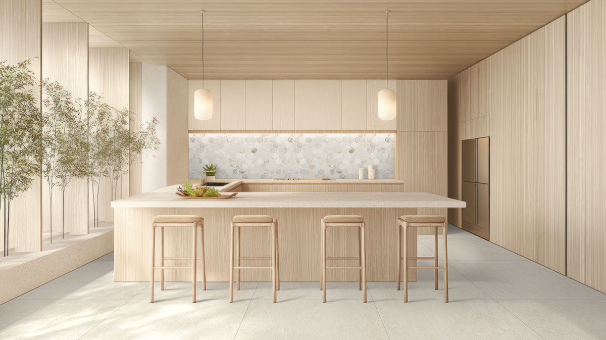 Marfil backsplash in a kitchen — view 3