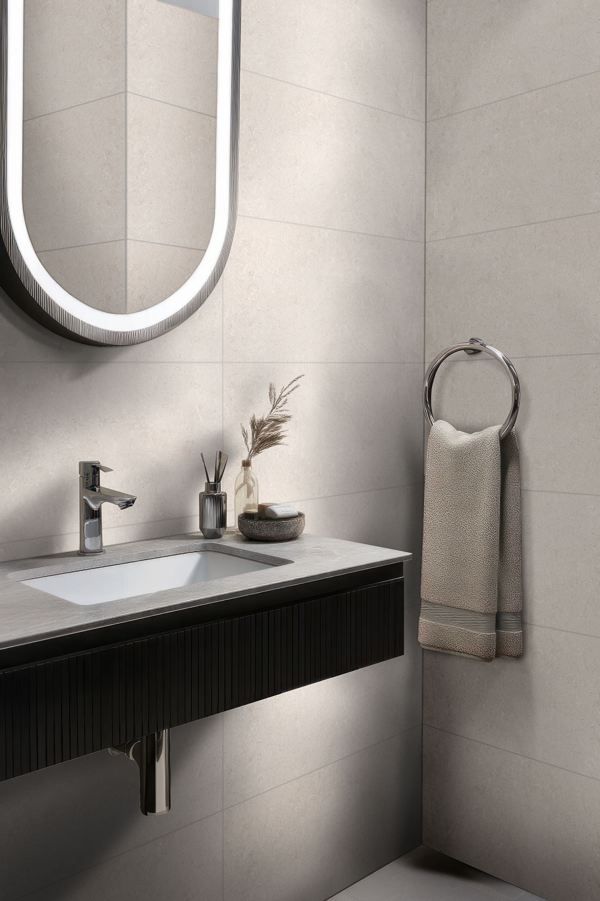 Perla backsplash in a bathroom