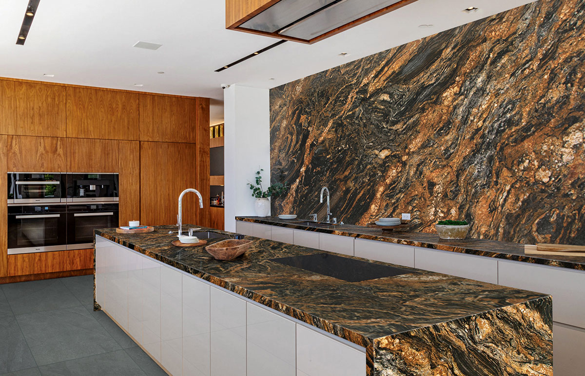 Midnight Montage backsplash installed