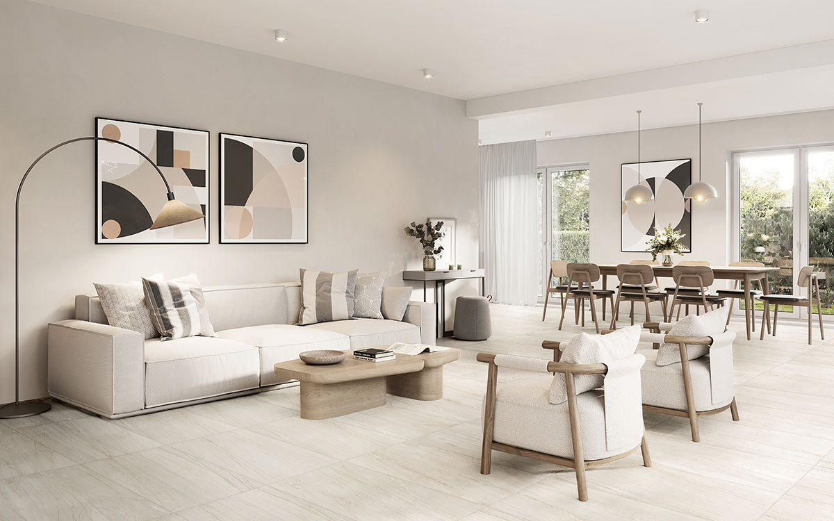 White backsplash in a living room