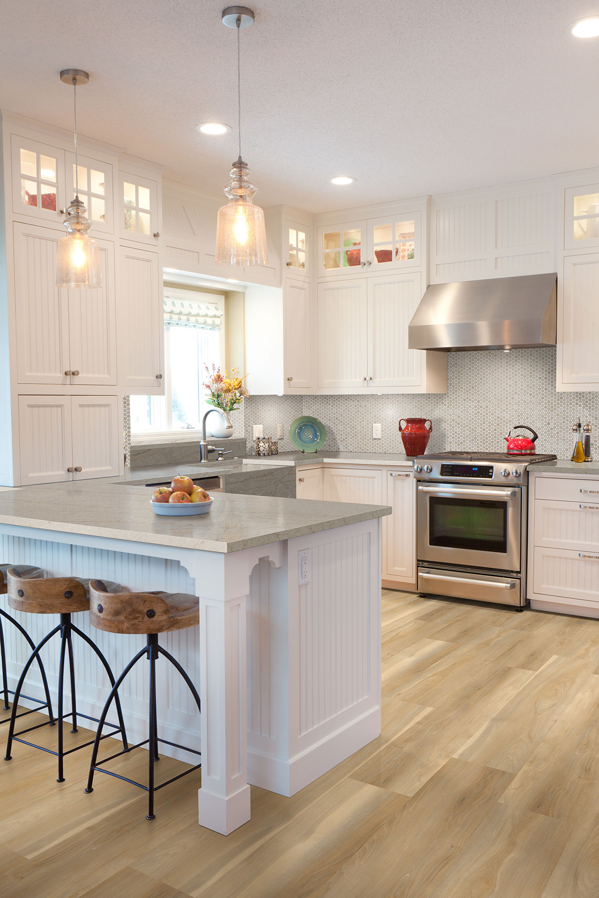 Myrtle Sands Round Matte backsplash in a kitchen — view 2