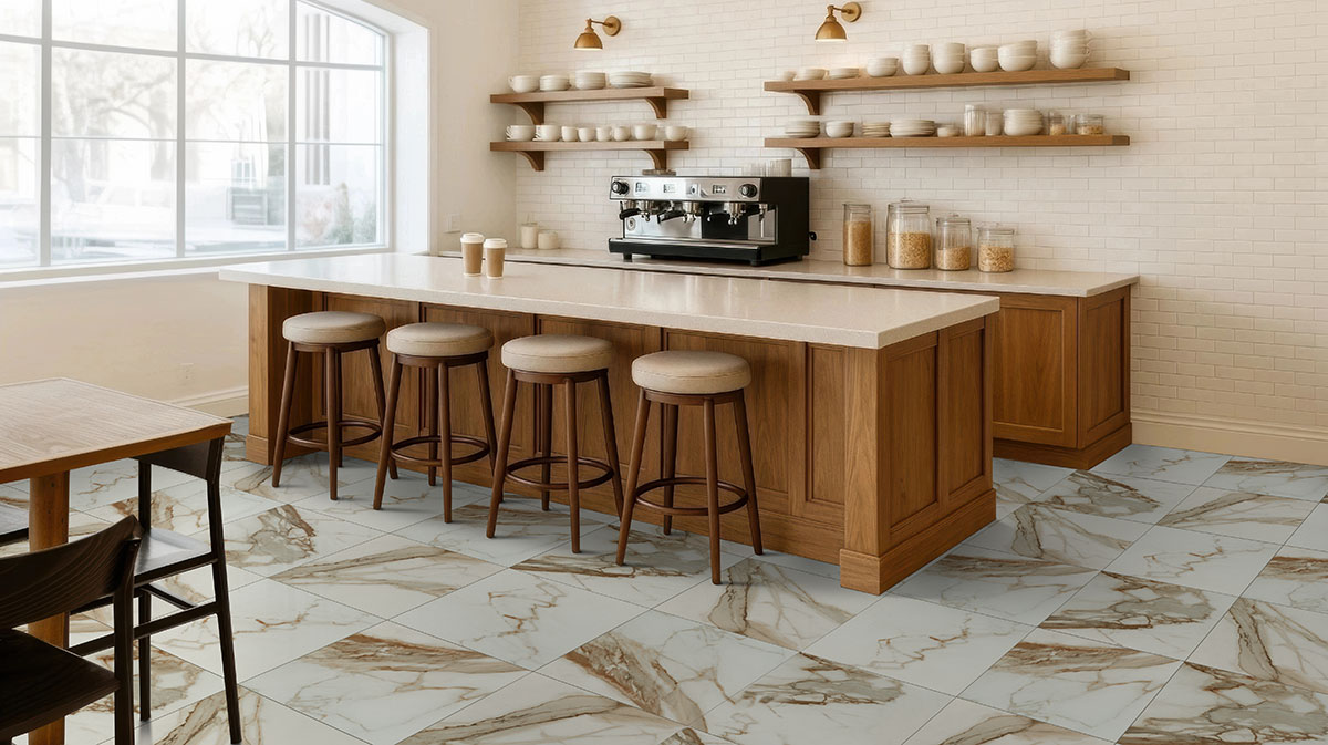 Calacatta Marbella backsplash installed — view 5