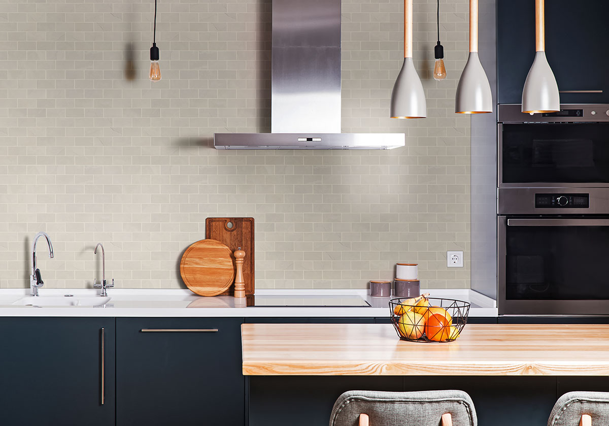 Ivory backsplash installed — view 2