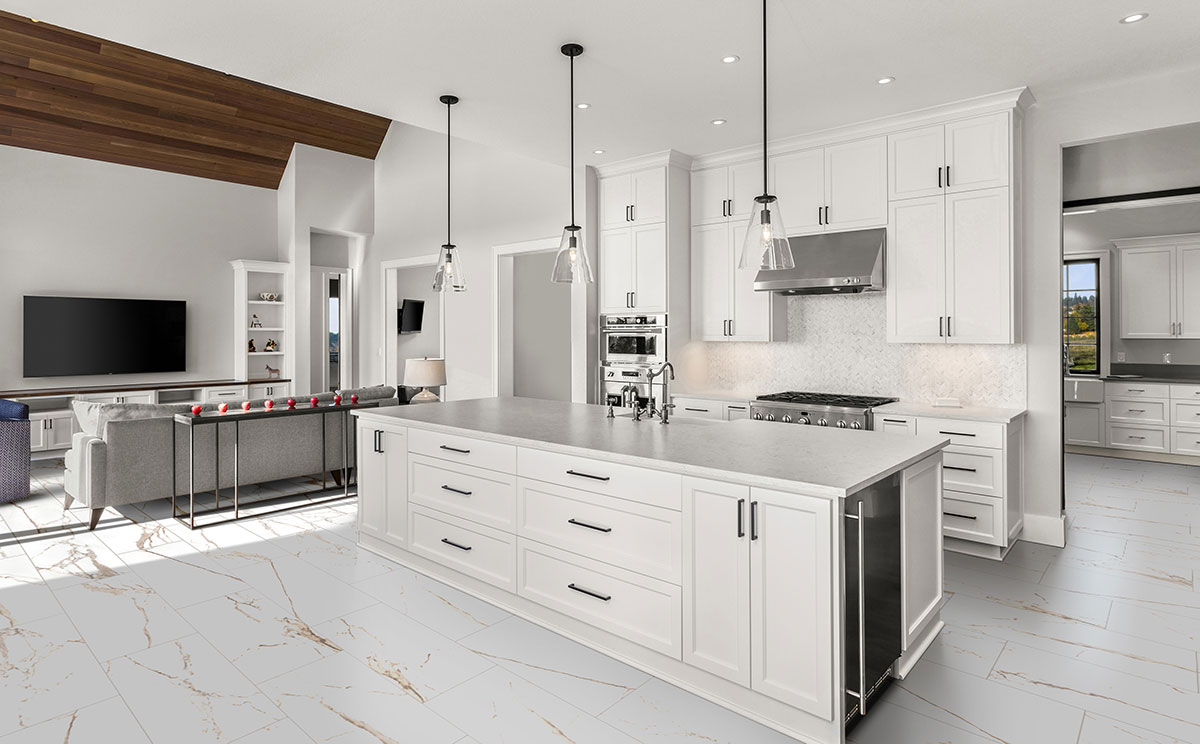 Crema backsplash installed — view 3