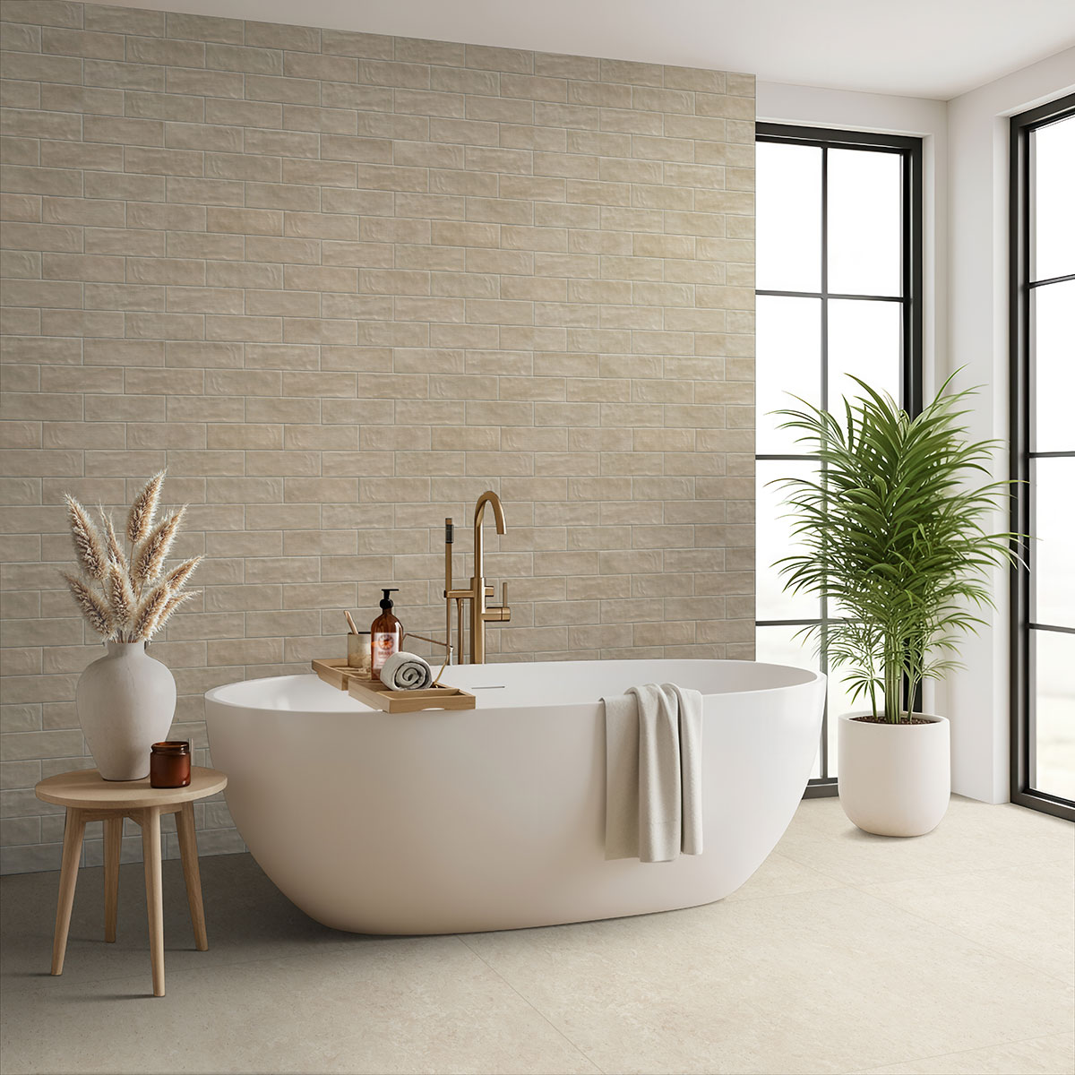 Sierra Umber 4x12 Matte backsplash in a bathroom — view 2