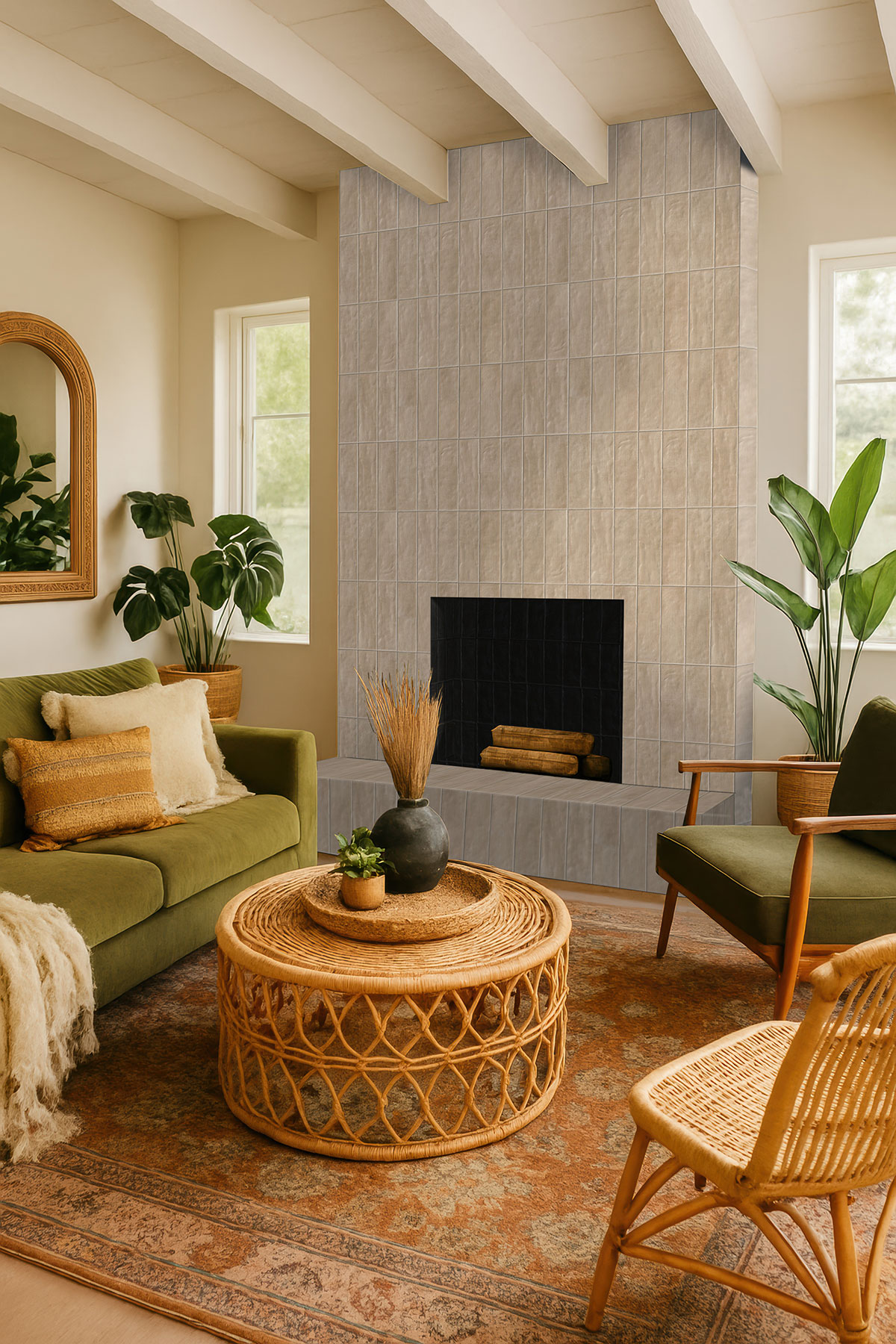 Sierra Umber 4x12 Matte backsplash in a living room — view 2