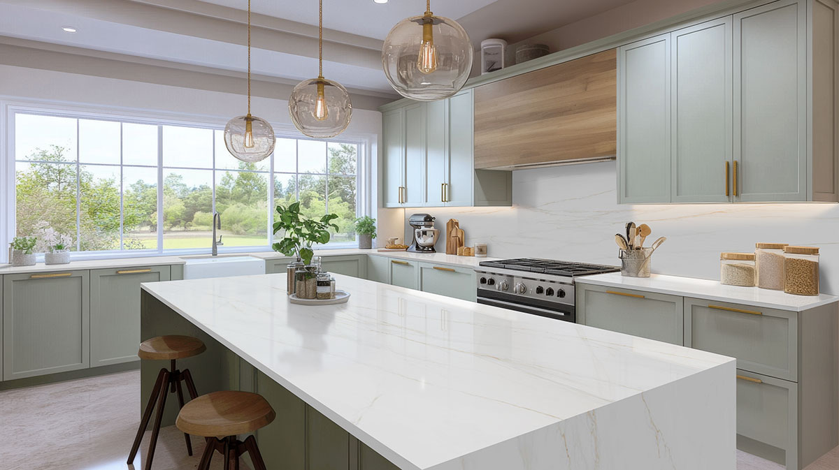 Calacatta Corrinna backsplash in a kitchen — view 2