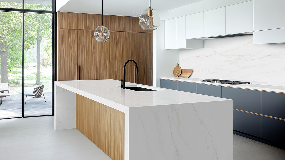 Calacatta Corrinna backsplash in a kitchen — view 3
