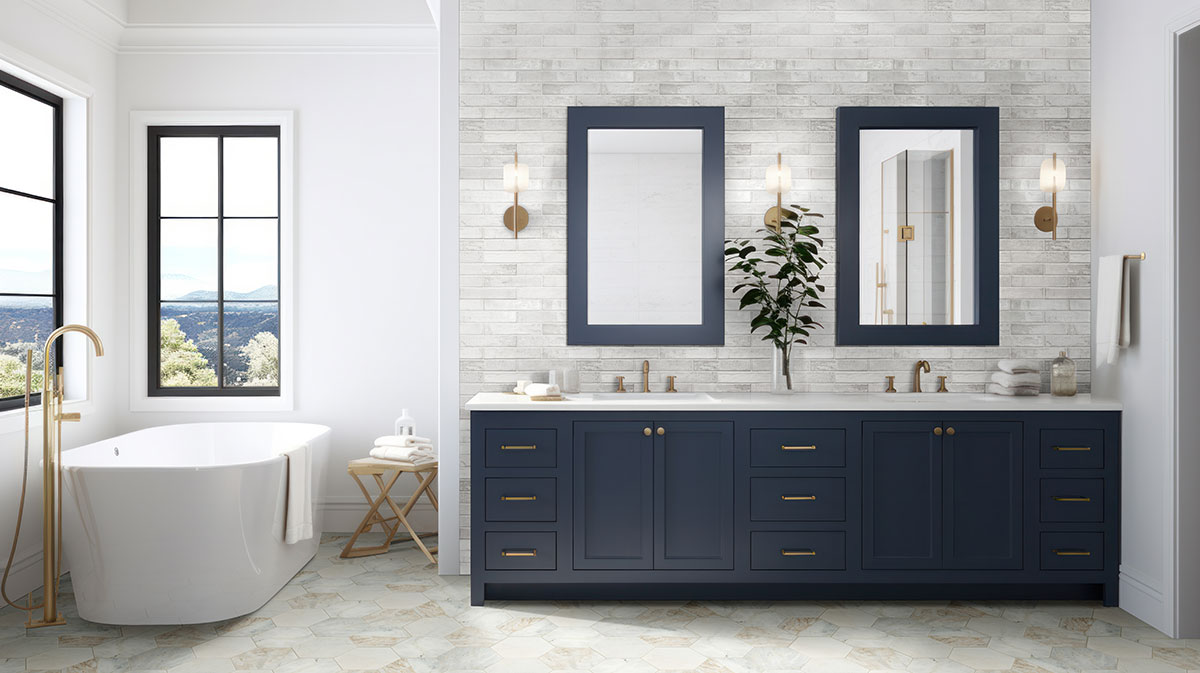 La Perla 2x10 backsplash in a bathroom