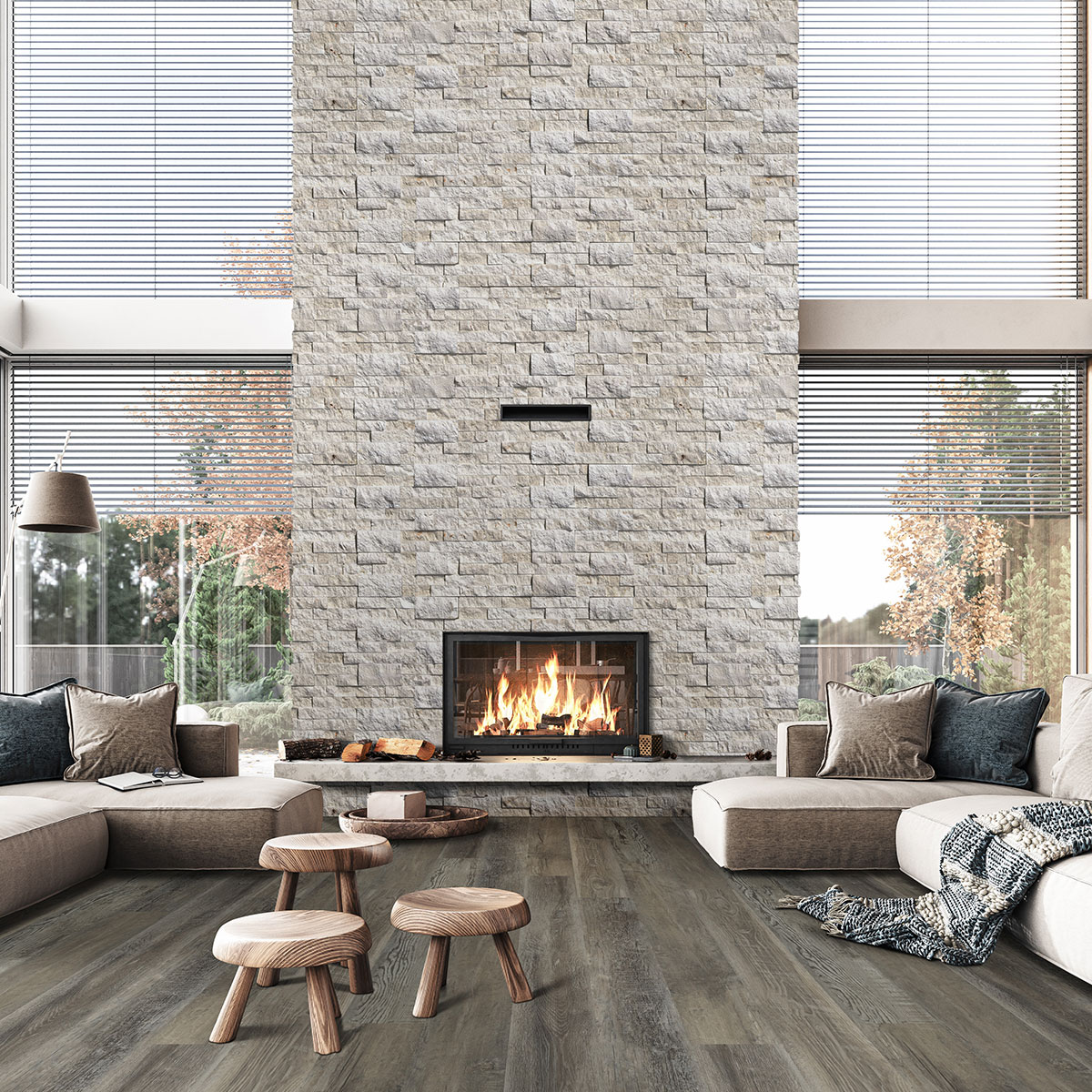 Mayra White backsplash in a living room