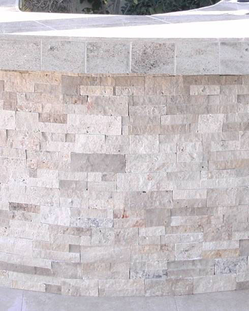 Roman Beige backsplash installed — view 5