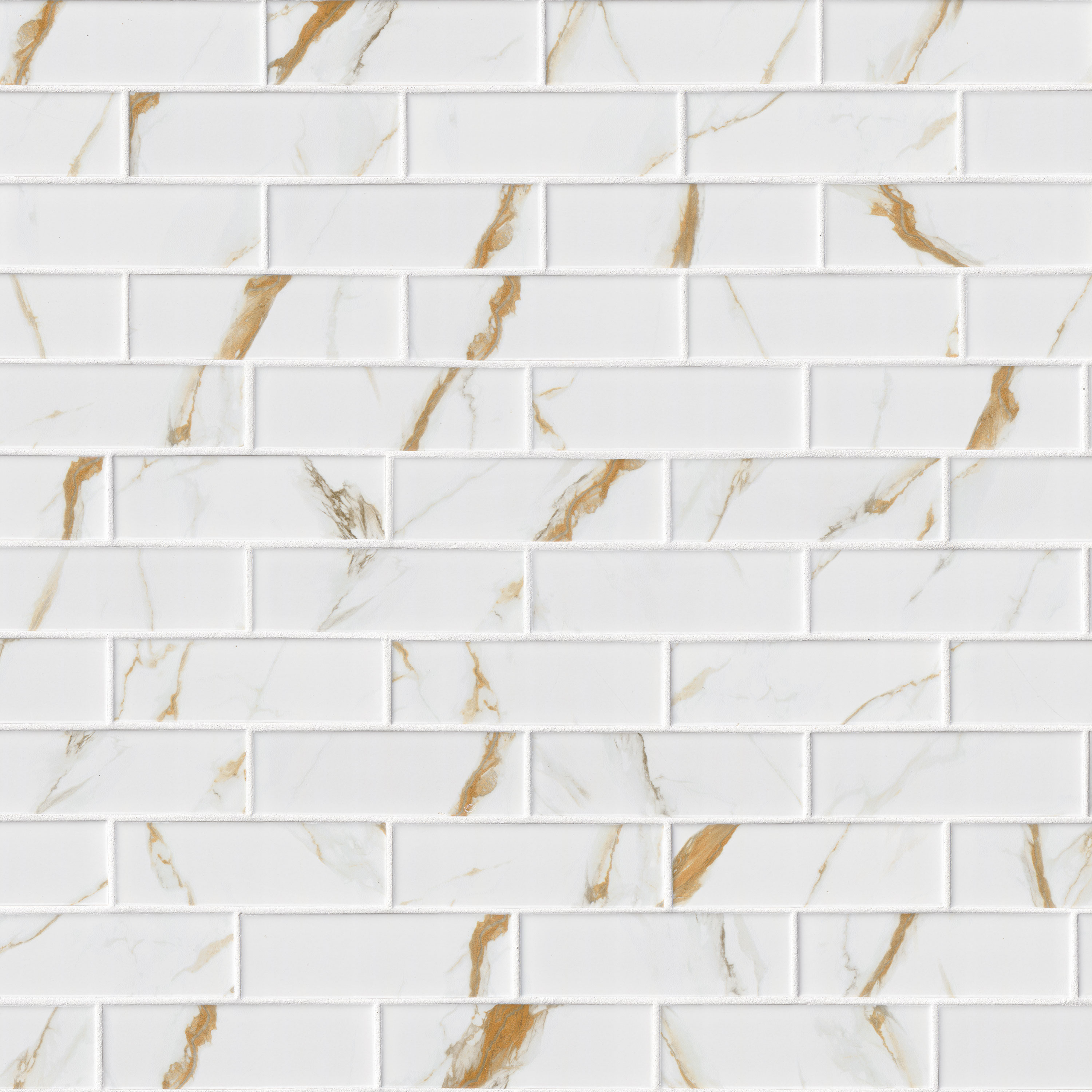 Calacatta Gold Matte Subway Tile 2x6 surface detail — view 2