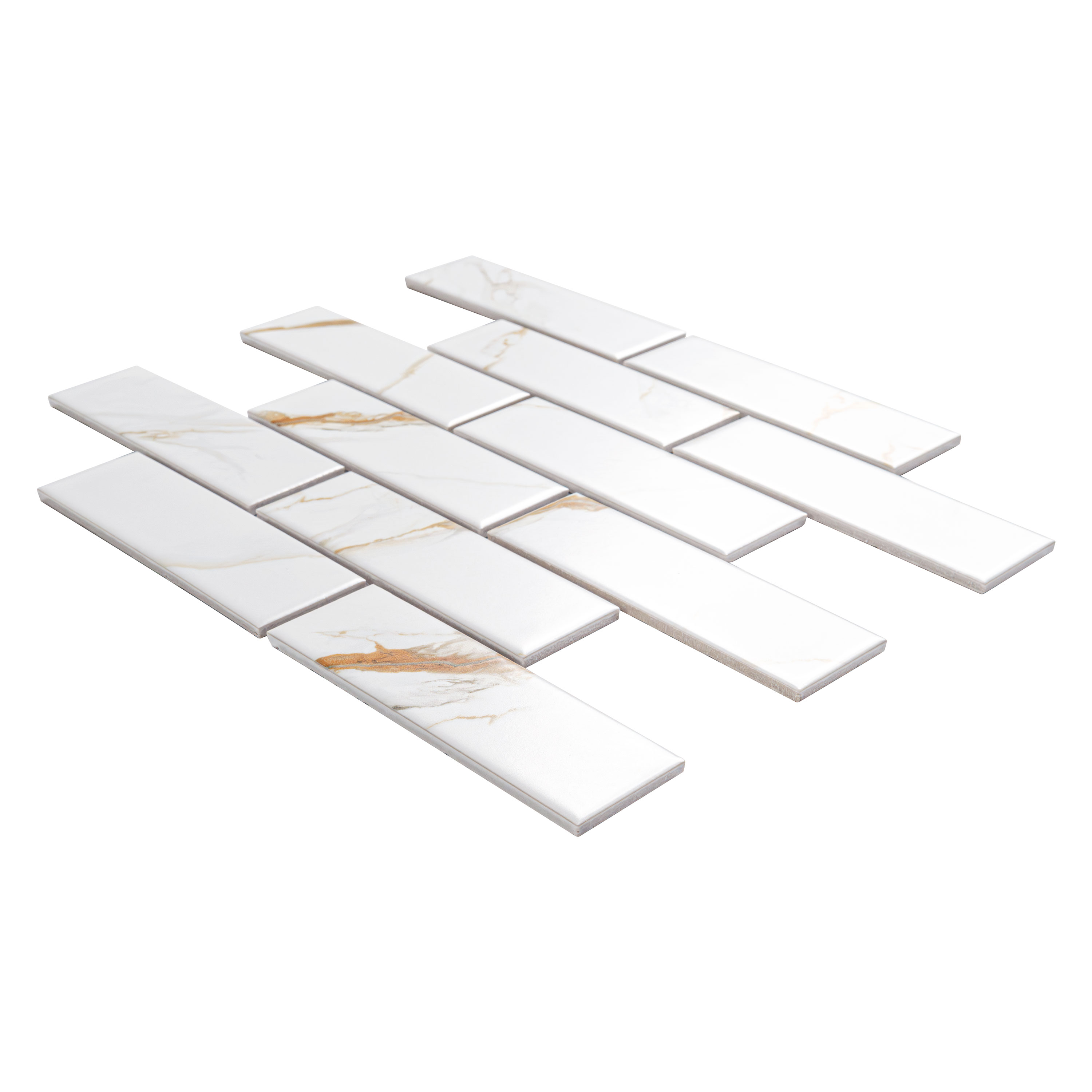 Calacatta Gold Matte Subway Tile 2x6 surface detail — view 3