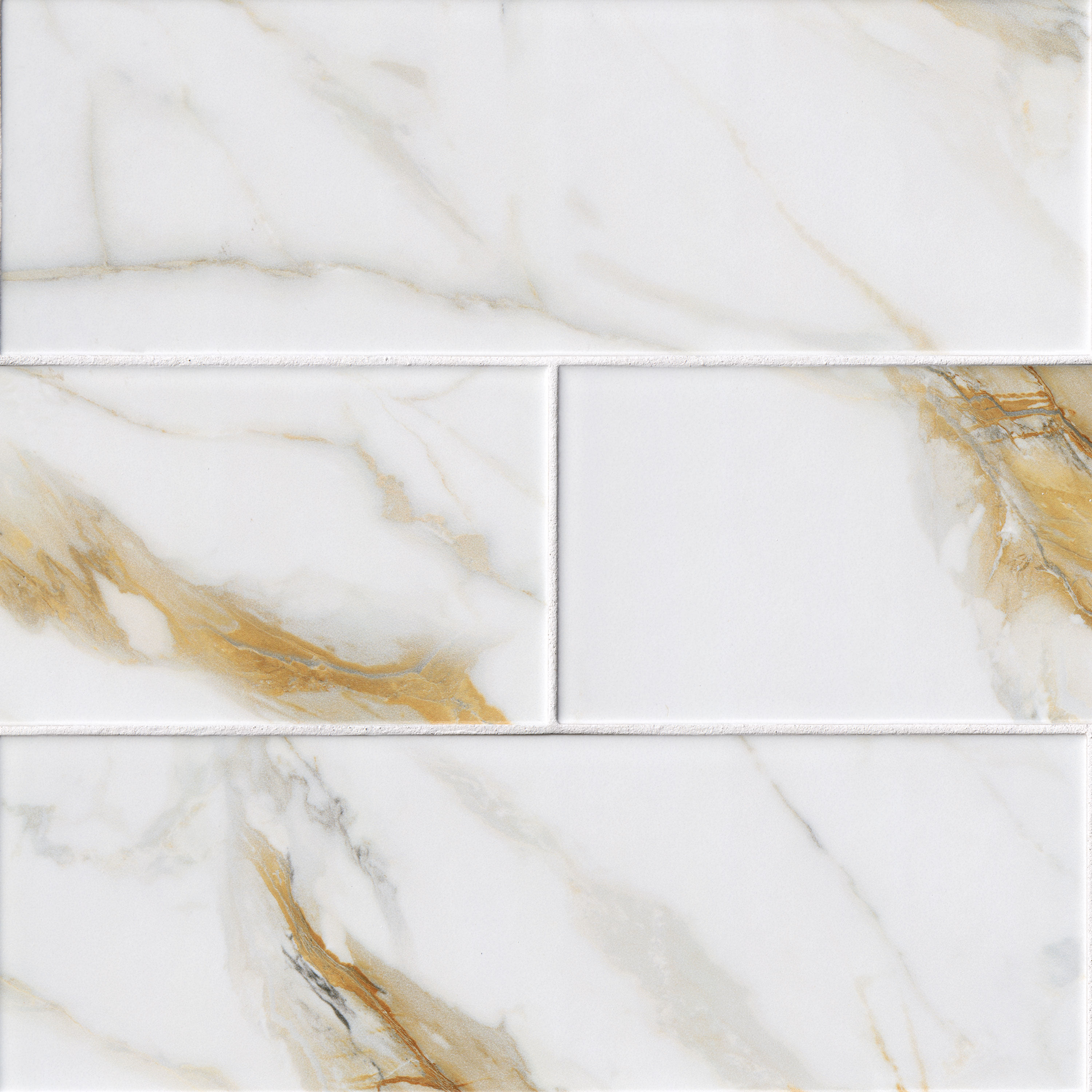 Calacatta Gold Matte Subway Tile 4x12 tile, full view