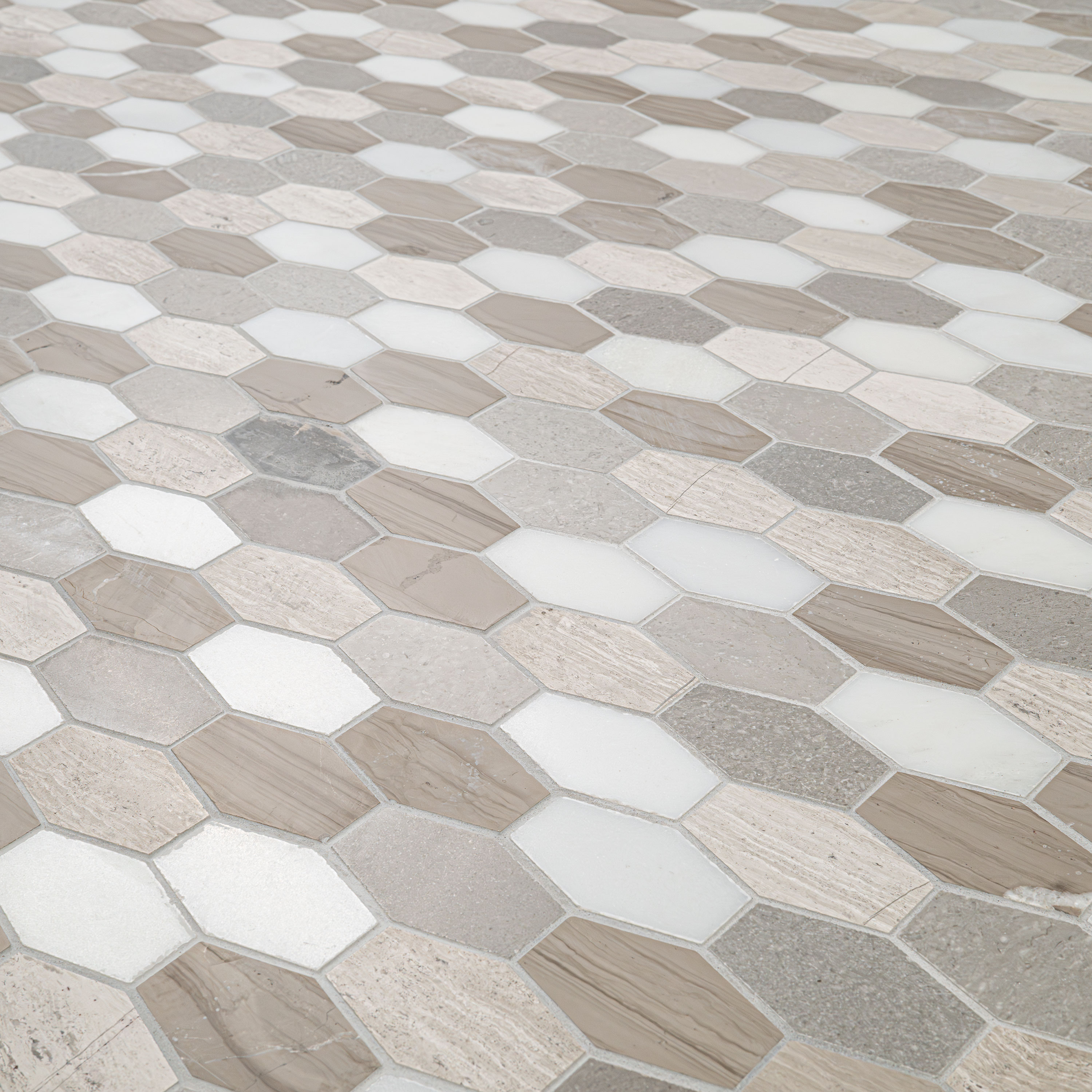 Bellagio Blend Elongated Hexagon Mosaic Tile swatch