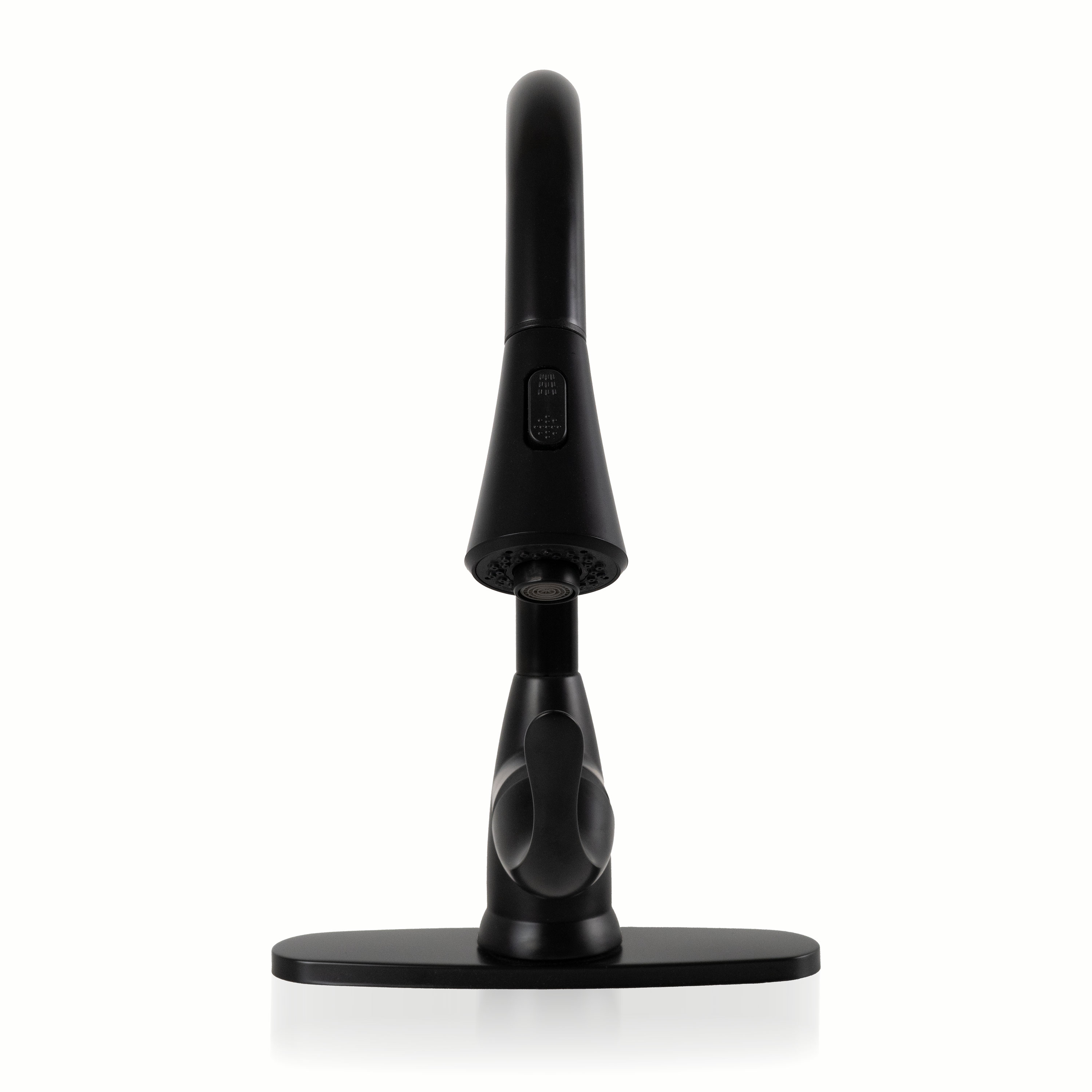 1-Handle Pull-Down Sprayer Kitchen Faucet with Deckplate - 803 Matte Black detail view — view 3