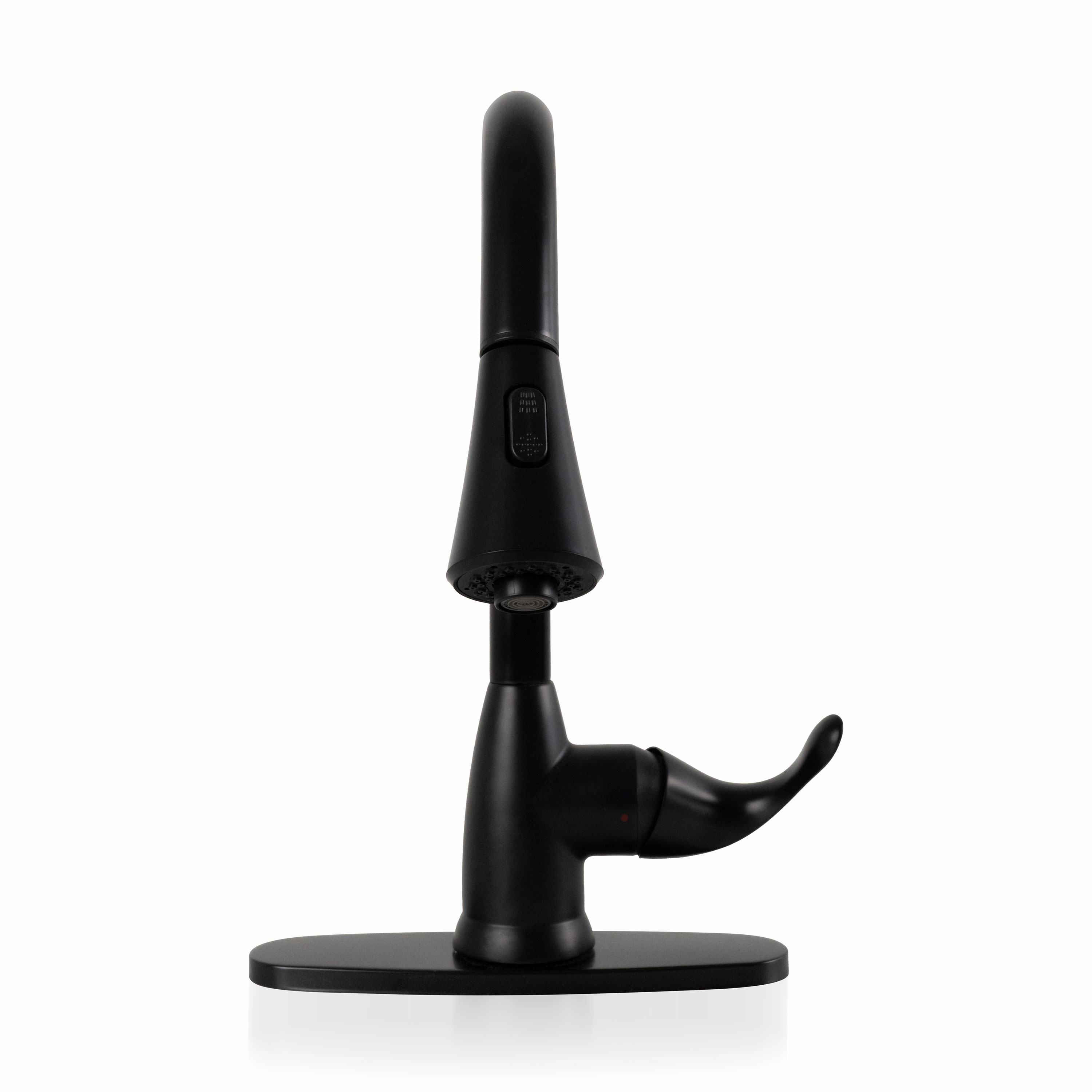 1-Handle Pull-Down Sprayer Kitchen Faucet with Deckplate - 803 Matte Black detail view — view 6