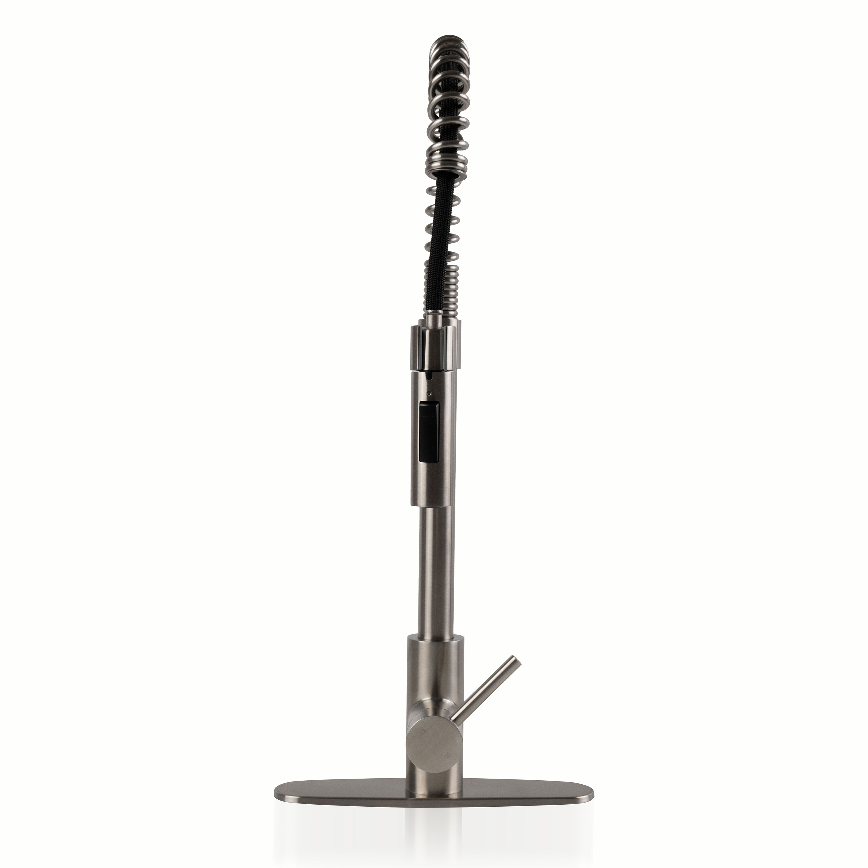 1-Handle Pull-Down Sprayer Kitchen Faucet with Deckplate - 804 Nickel-Brushed detail view — view 3