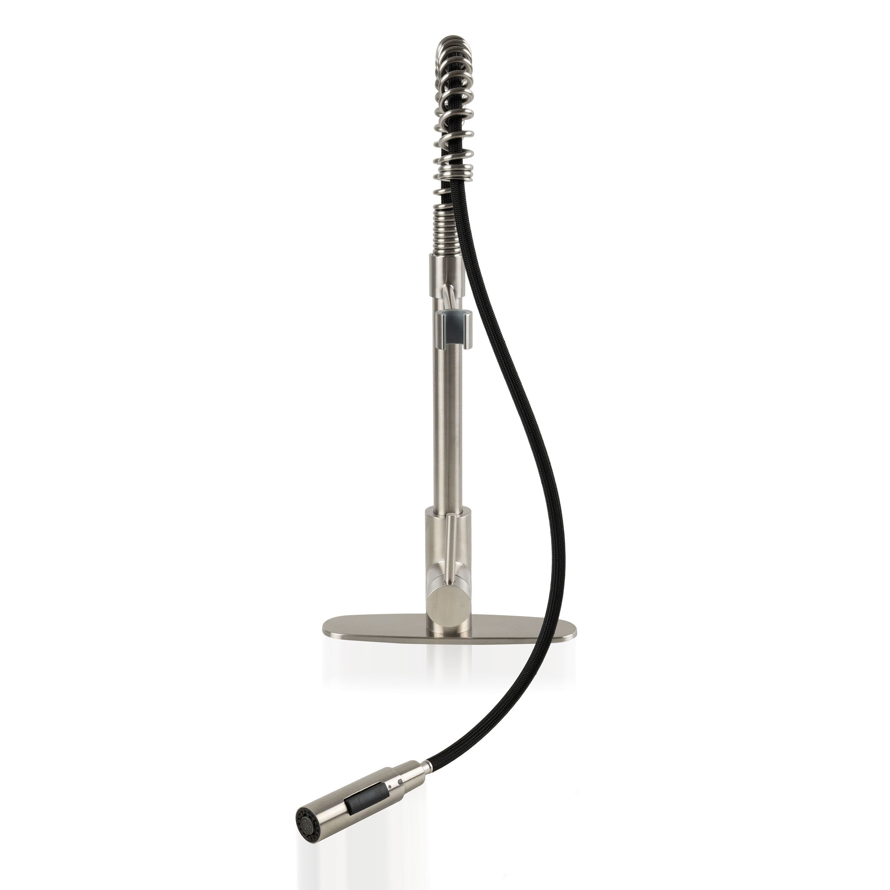 1-Handle Pull-Down Sprayer Kitchen Faucet with Deckplate - 804 Nickel-Brushed detail view — view 4