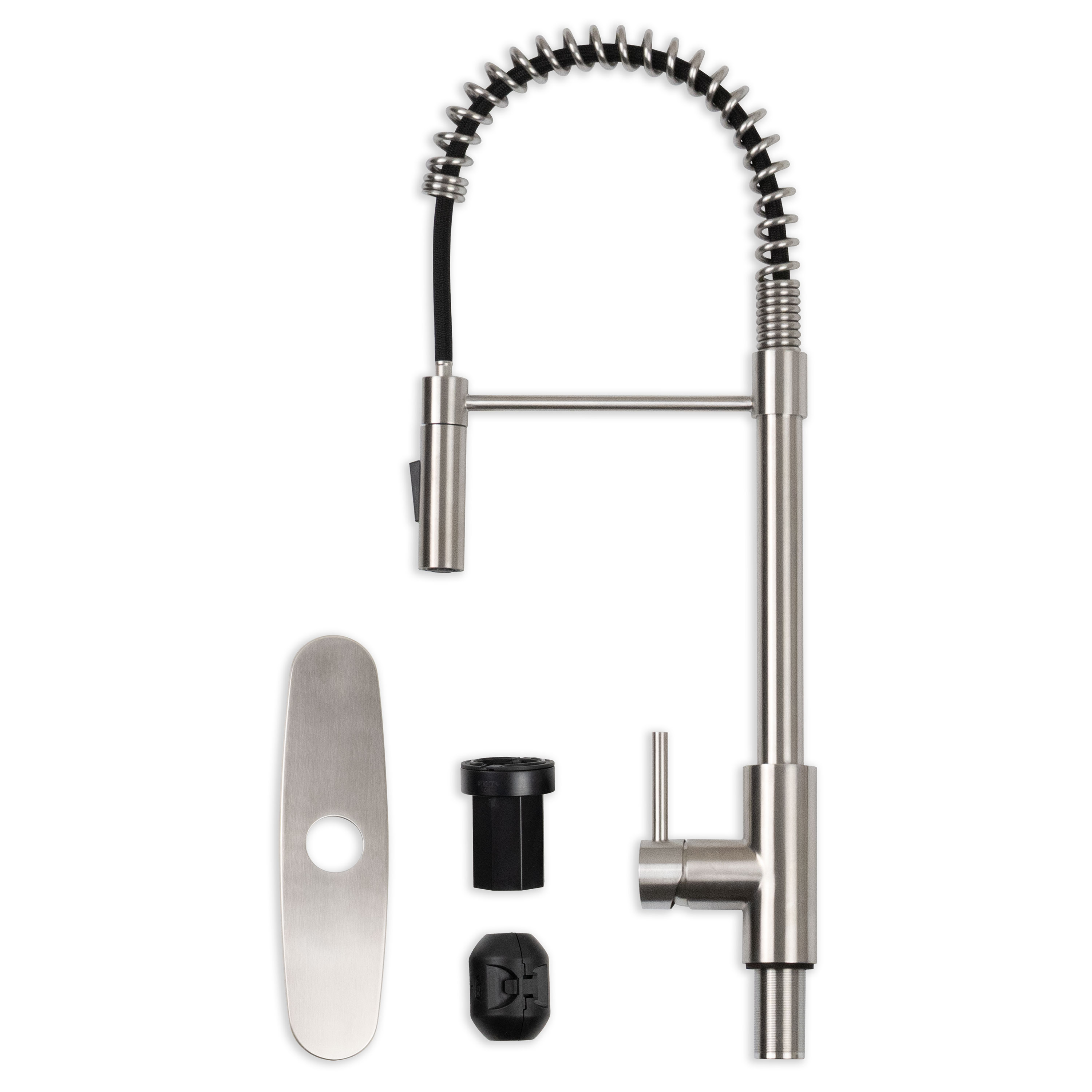 1-Handle Pull-Down Sprayer Kitchen Faucet with Deckplate - 804 Nickel-Brushed detail view — view 5