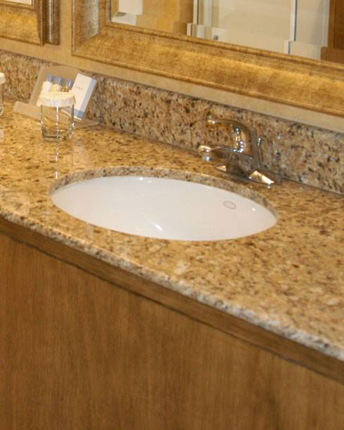 New Venetian Gold Granite countertop installed — view 2