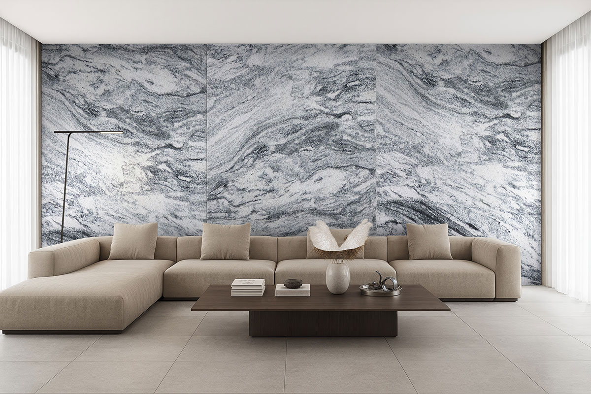 Silver Cloud Granite countertop in a living room