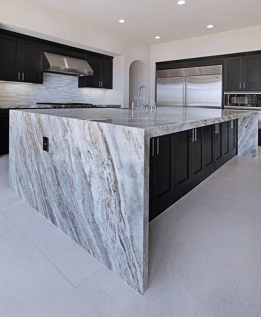 Fantasy Brown Marble countertop installed — view 3