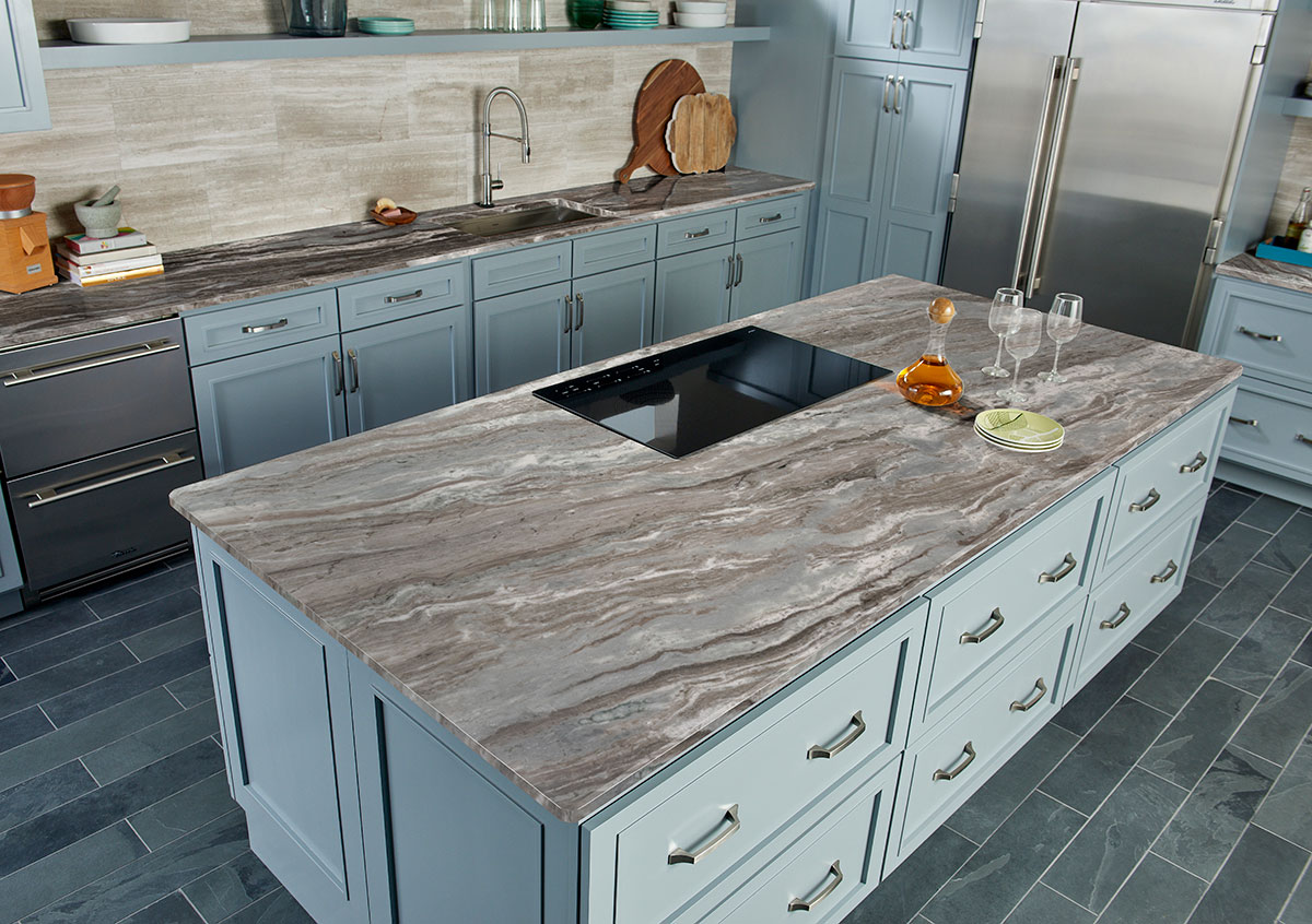 Fantasy Brown Marble countertop installed — view 4