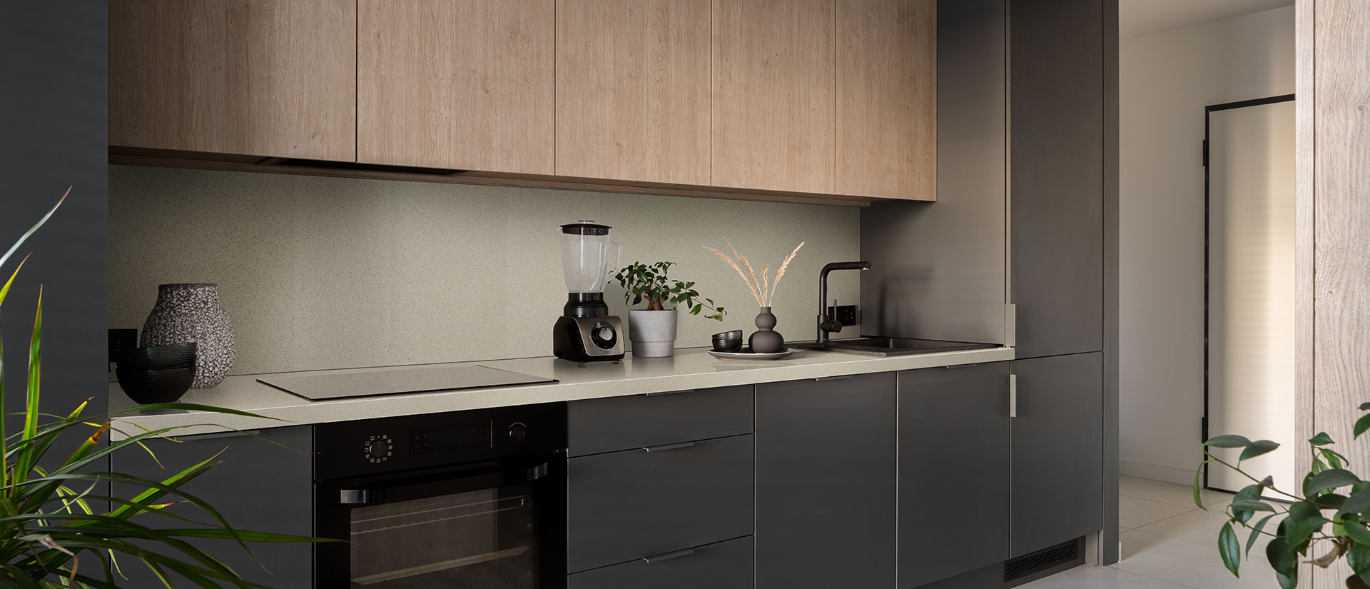Bayshore Sand Quartz countertop in a kitchen