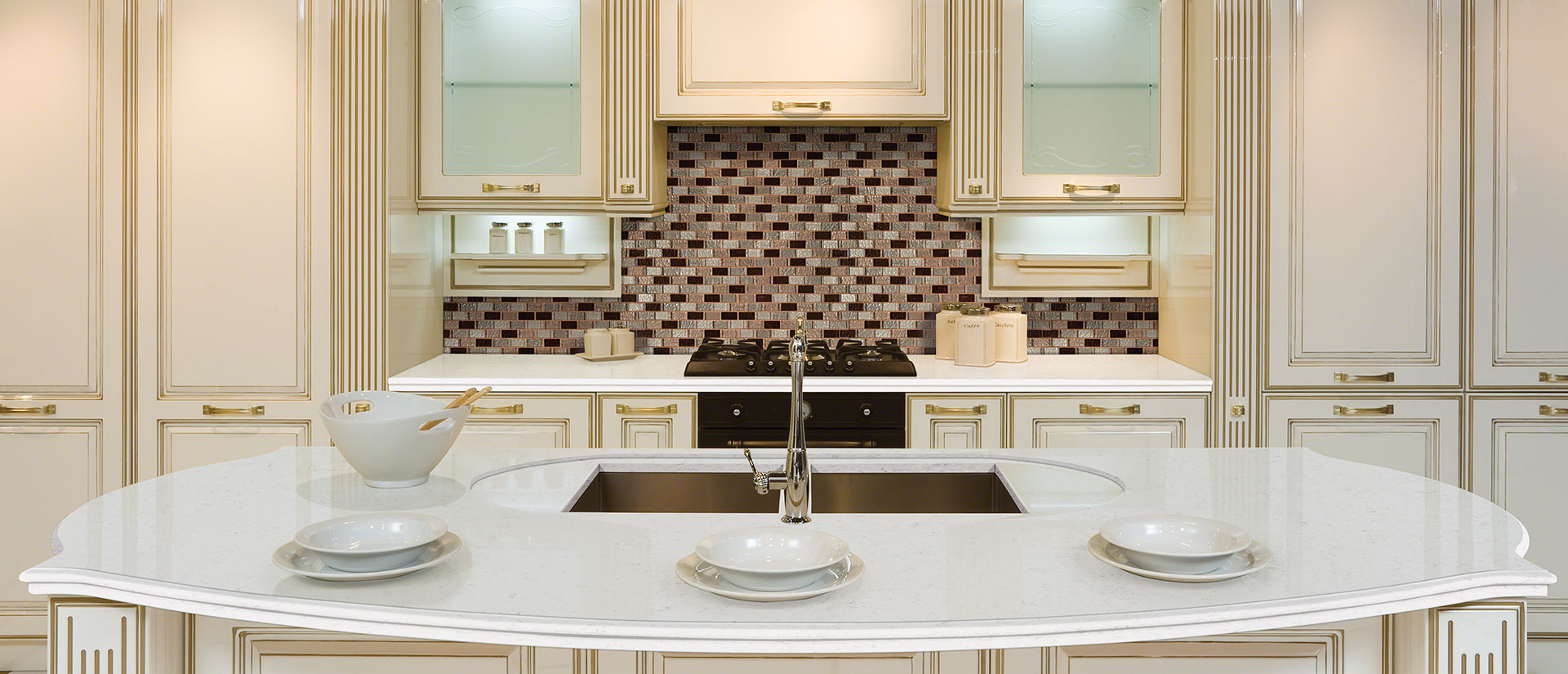Blanca Statuarietto Quartz countertop installed