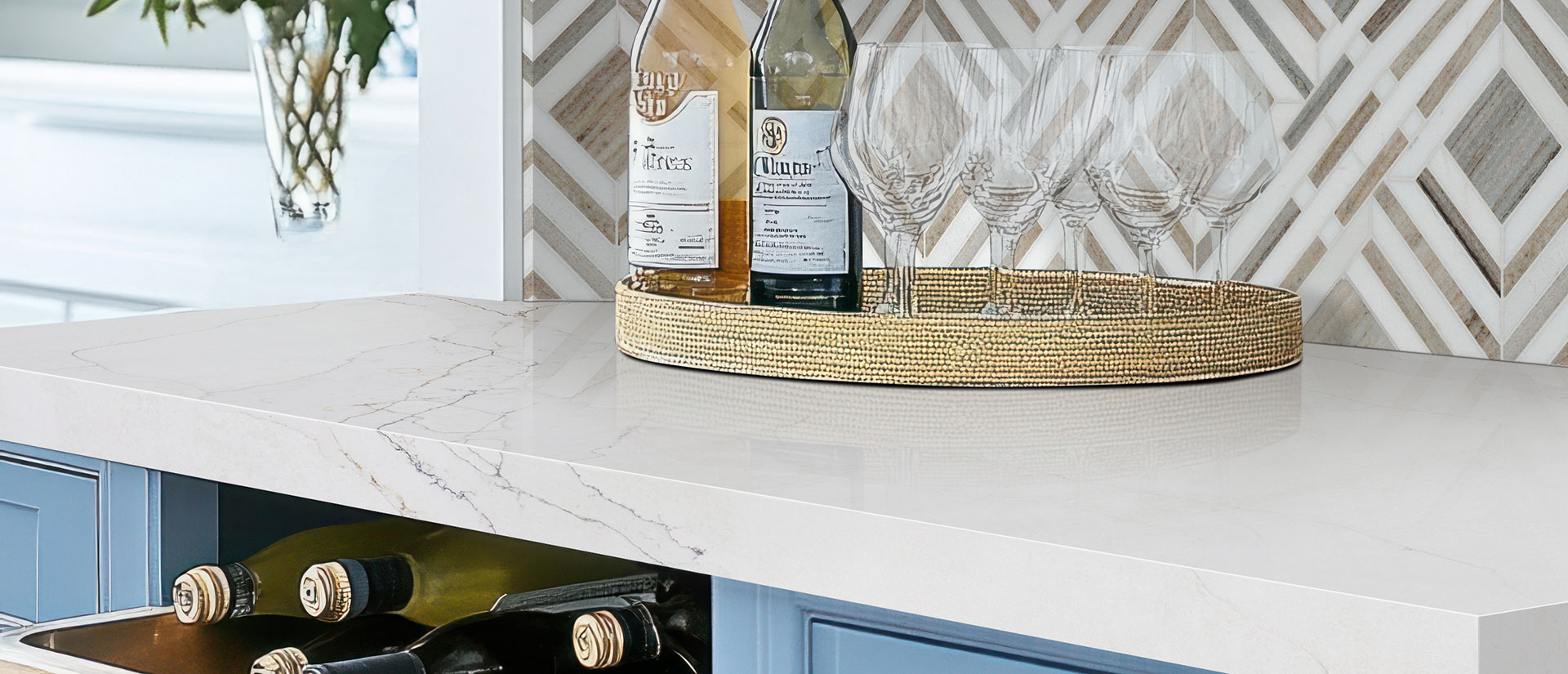Calacatta Abezzo Quartz countertop in a kitchen — view 2