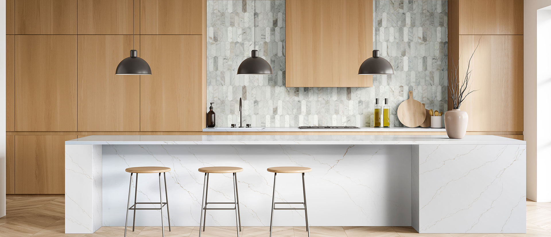 Calacatta Abezzo Quartz countertop in a kitchen — view 4