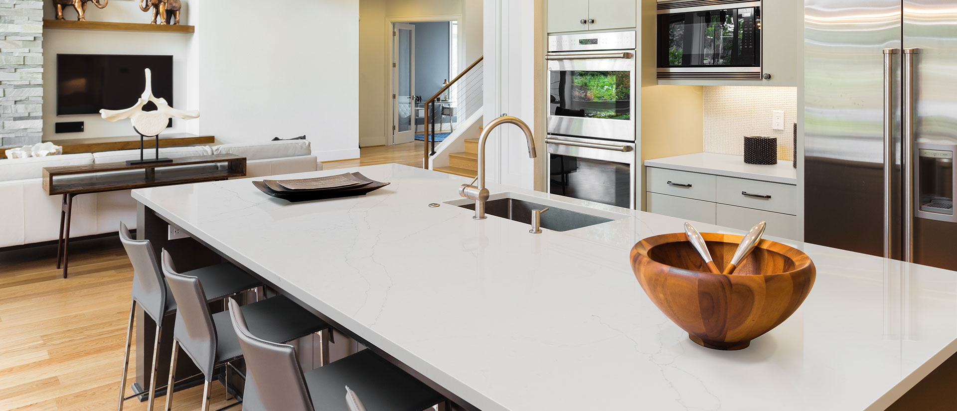 Calacatta Alto Quartz countertop installed