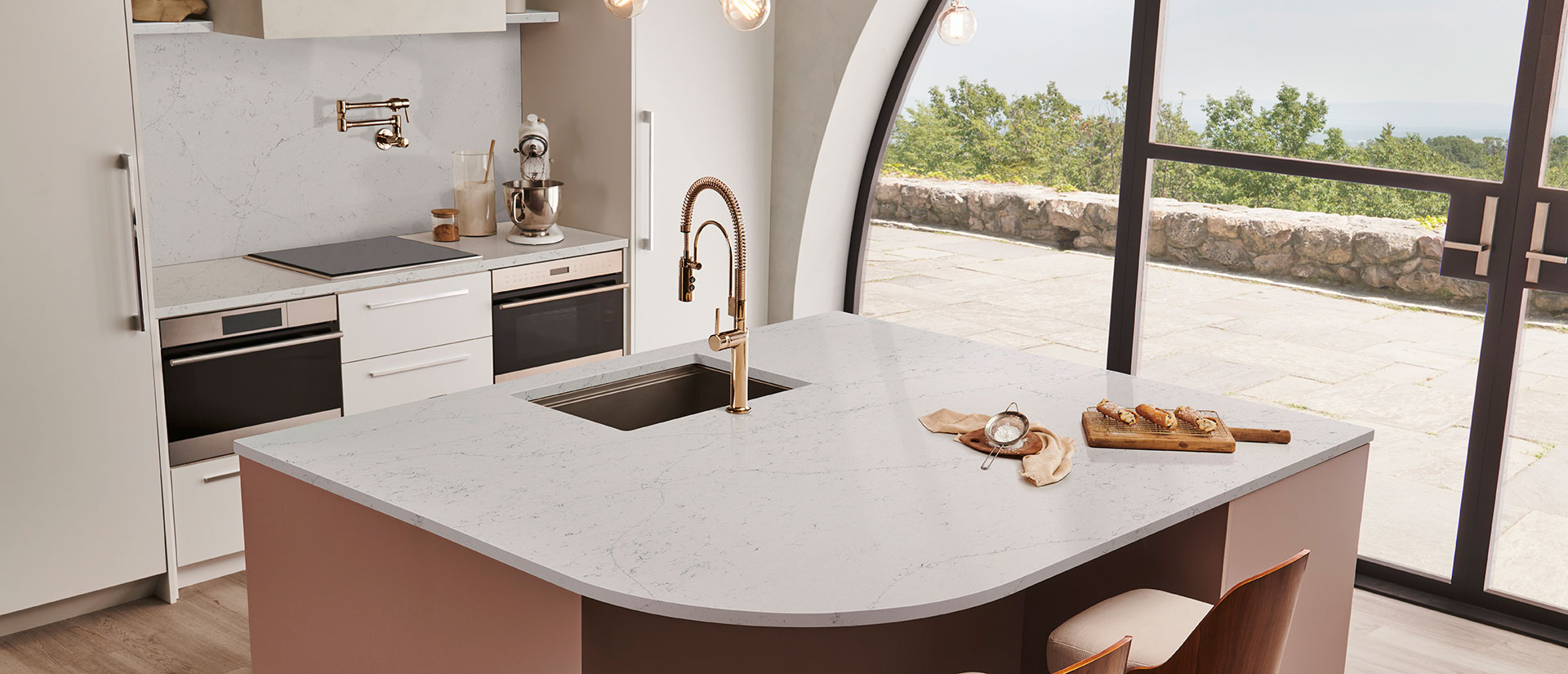 Calacatta Botanica Quartz countertop installed