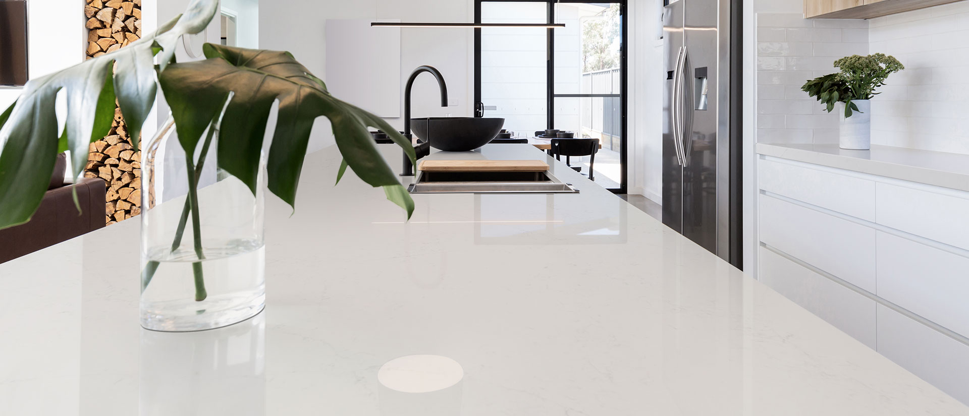 Calacatta Botanica Quartz countertop installed — view 3
