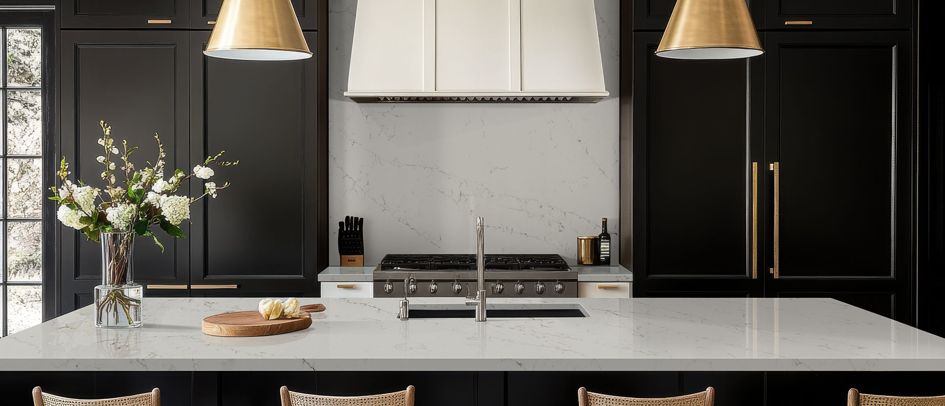 Calacatta Delios Quartz countertop in a kitchen — view 2