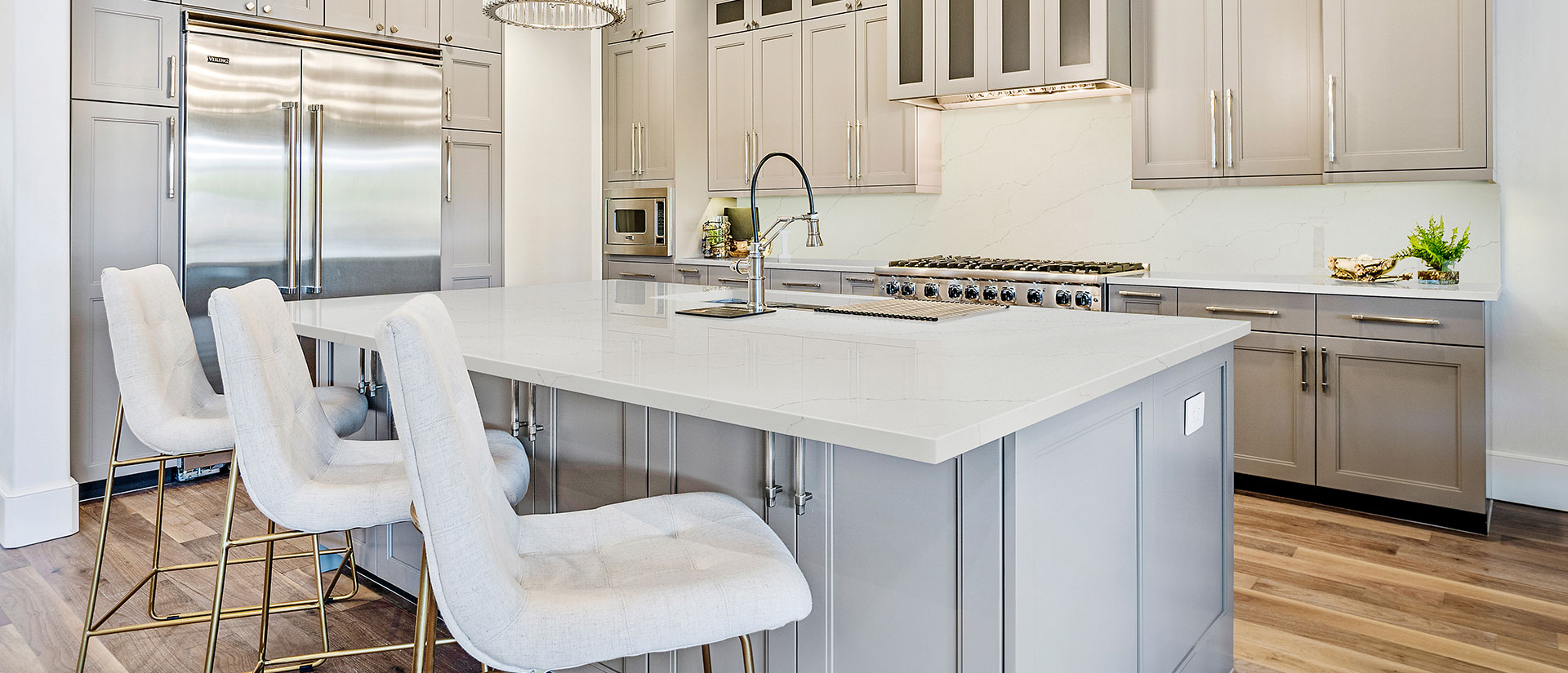 Calacatta Duolina Quartz countertop installed — view 3