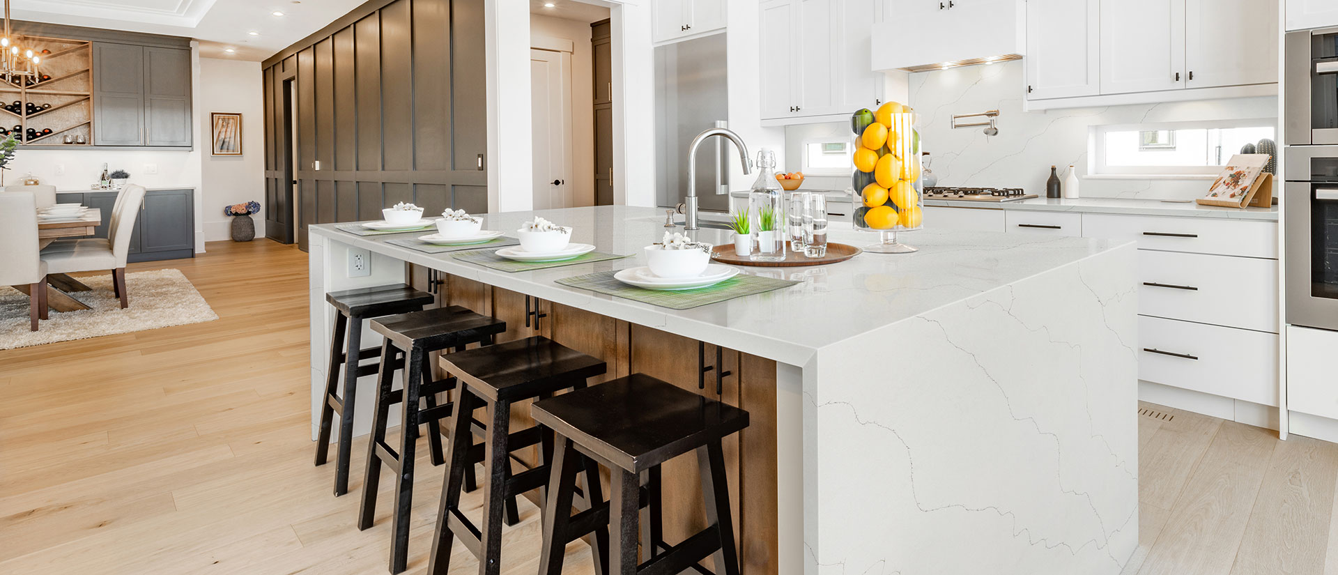 Calacatta Duolina Quartz countertop installed — view 4