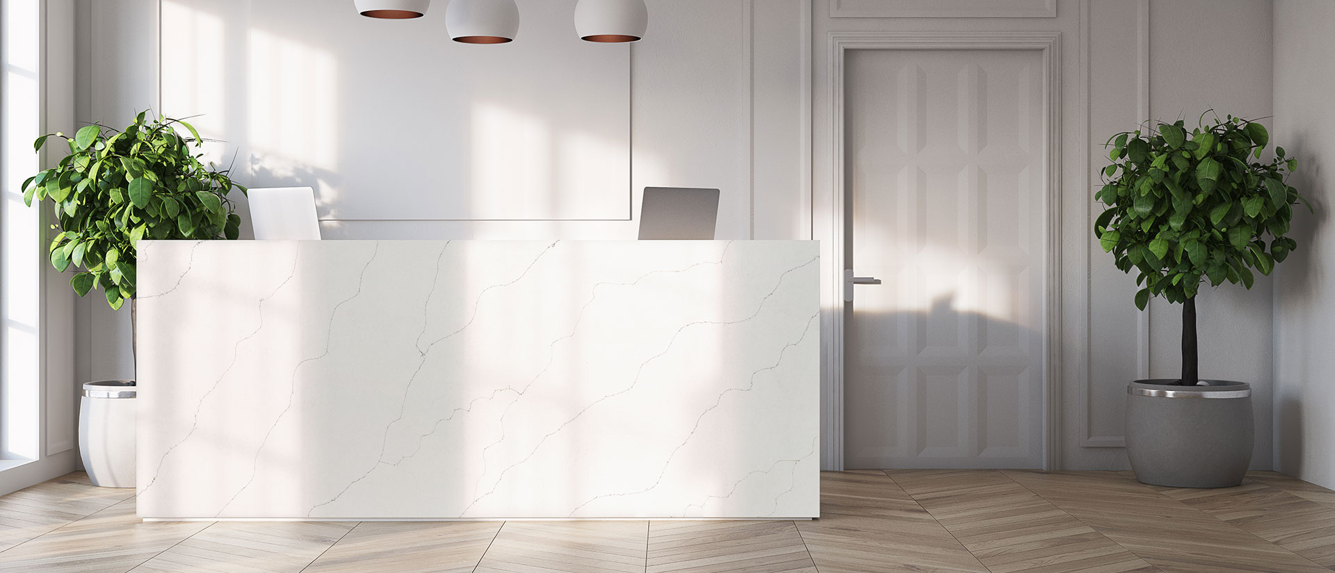 Calacatta Duolina Quartz countertop installed — view 5