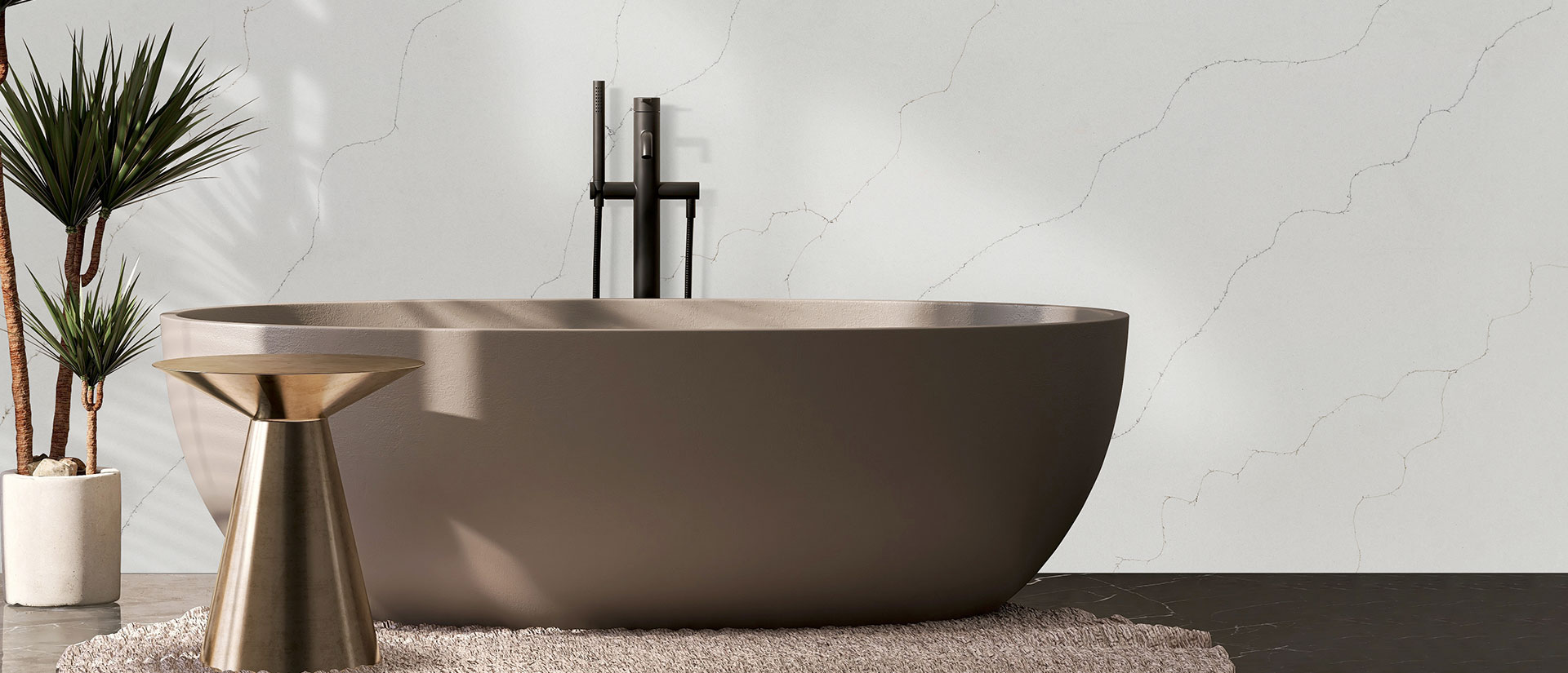Calacatta Duolina Quartz countertop installed — view 7