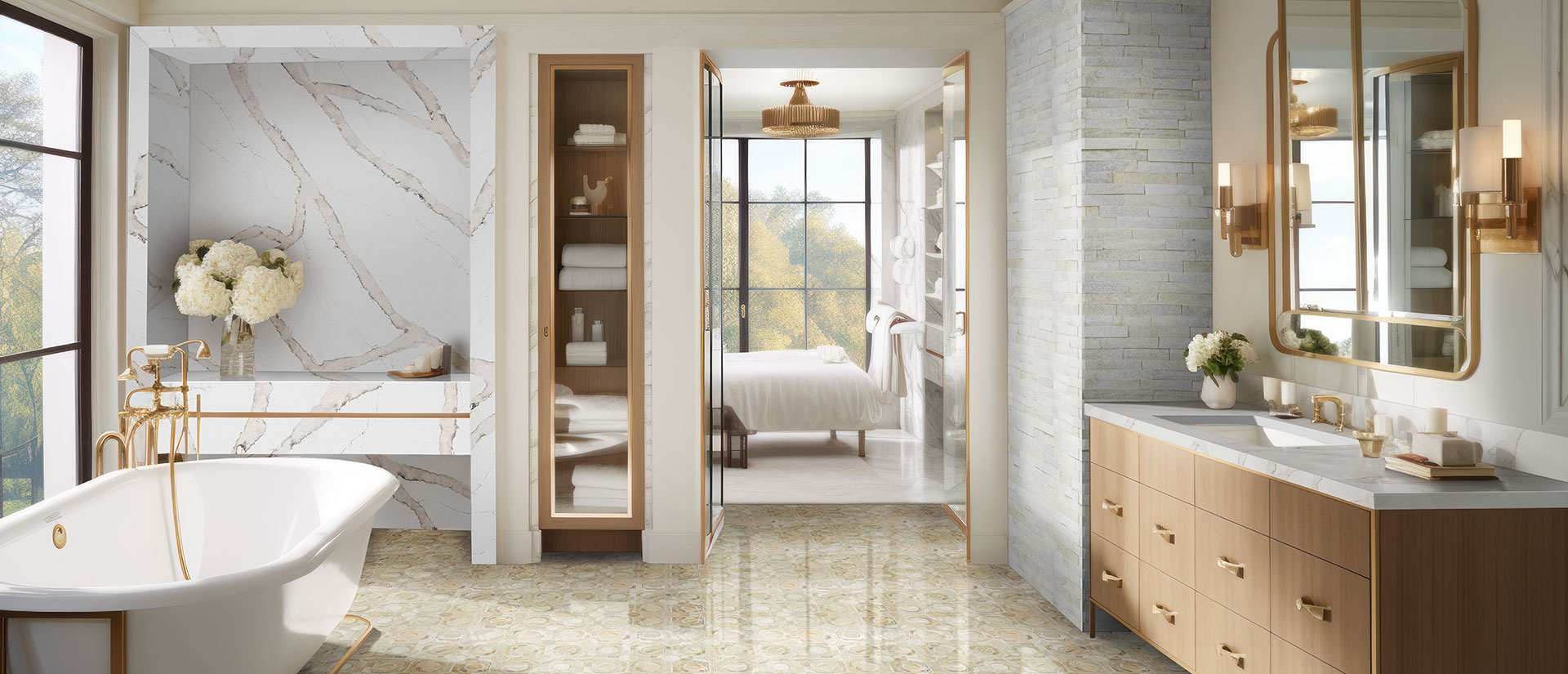 Calacatta Goa Quartz countertop installed — view 2