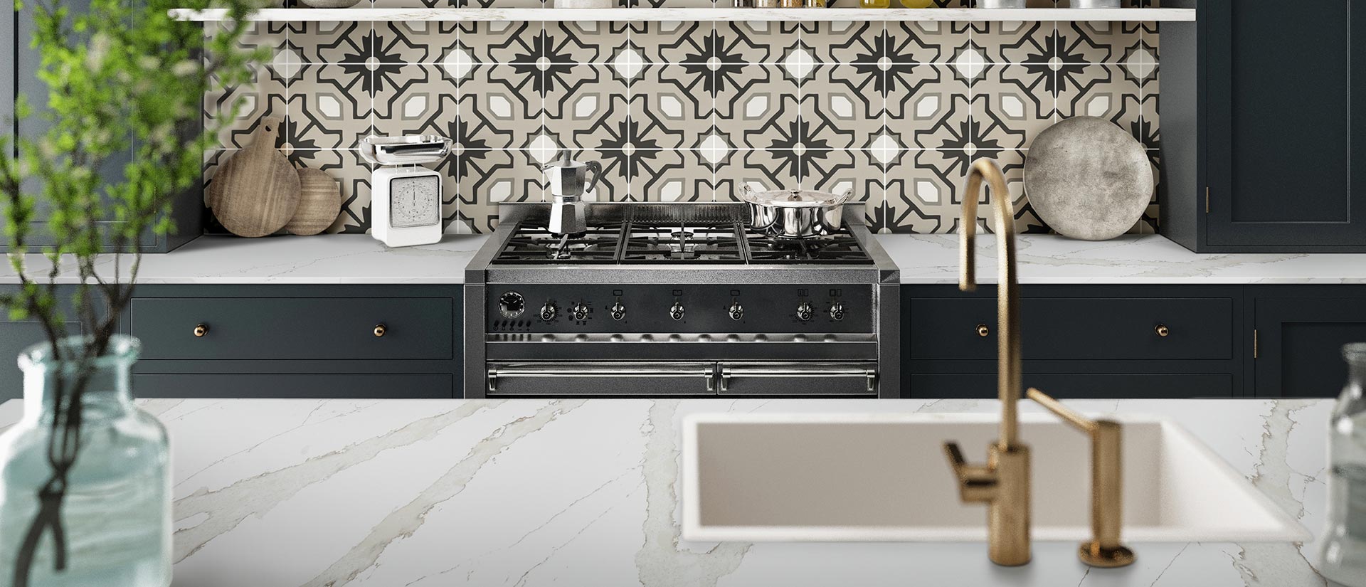 Calacatta Goa Quartz countertop installed — view 5